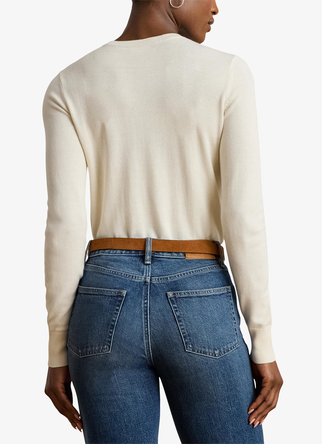 Ralph Lauren Fijngebreide pullover met stretch - achterkant mascarpone cream / creme