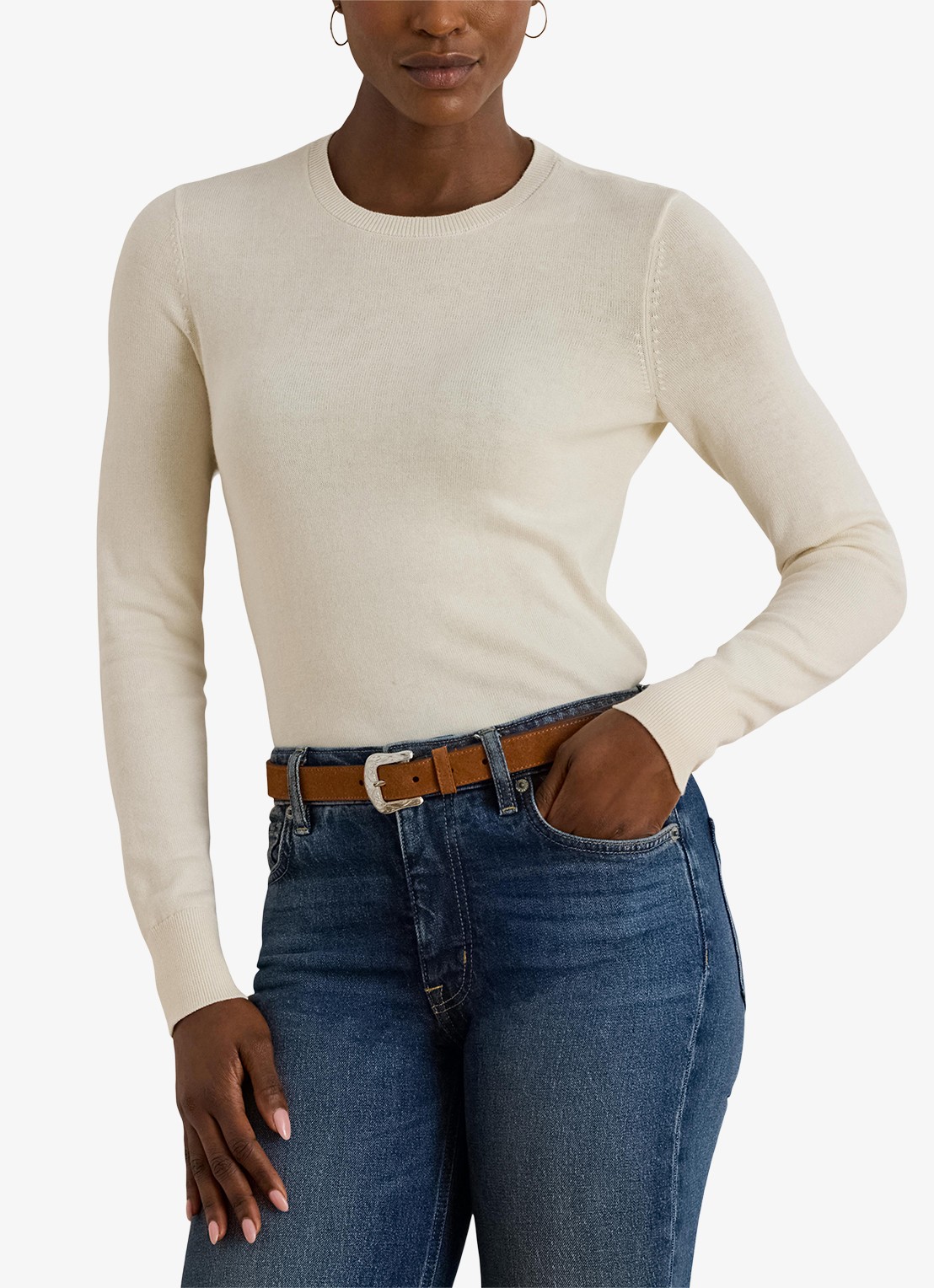 Ralph Lauren Fijngebreide pullover met stretch - detail 4 mascarpone cream / creme