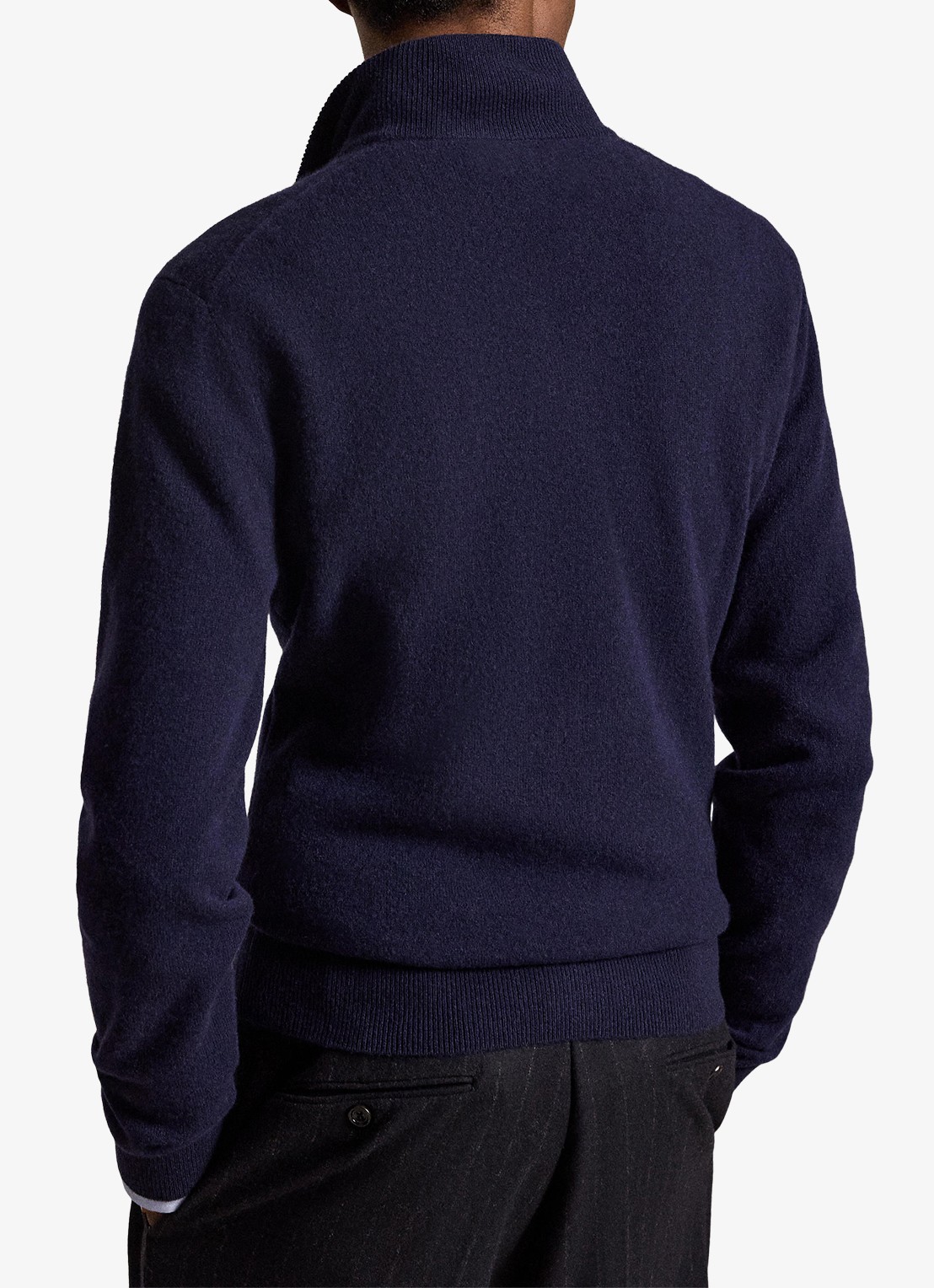 Ralph Lauren Fijngebreide pullover van wol met halve rits - achterkant 3 hunter navy / donkerblauw