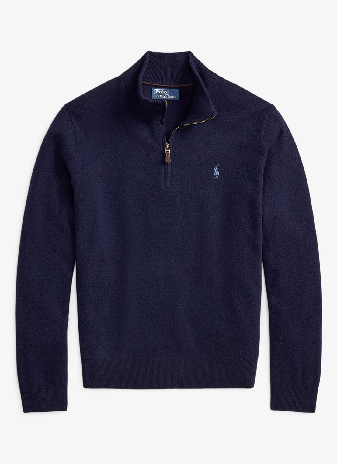 Ralph Lauren Fijngebreide pullover van wol met halve rits - voorkant hunter navy / donkerblauw