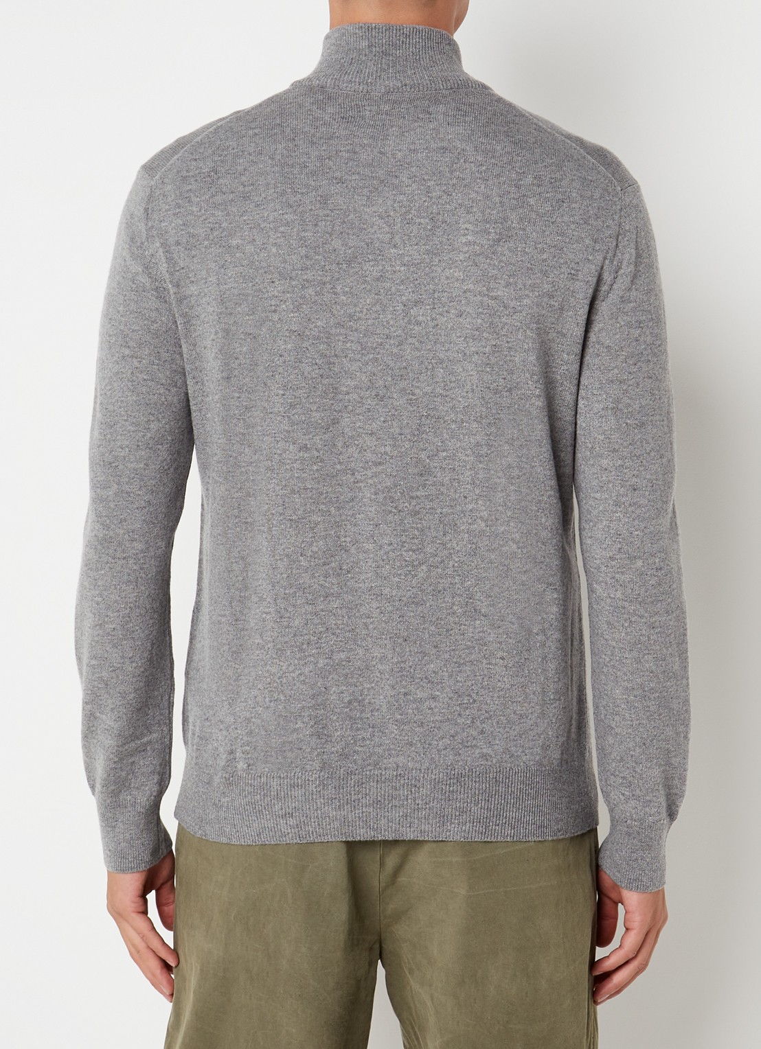 Ralph Lauren Fijngebreide pullover van wol met halve rits - achterkant 4 fawn grey heather