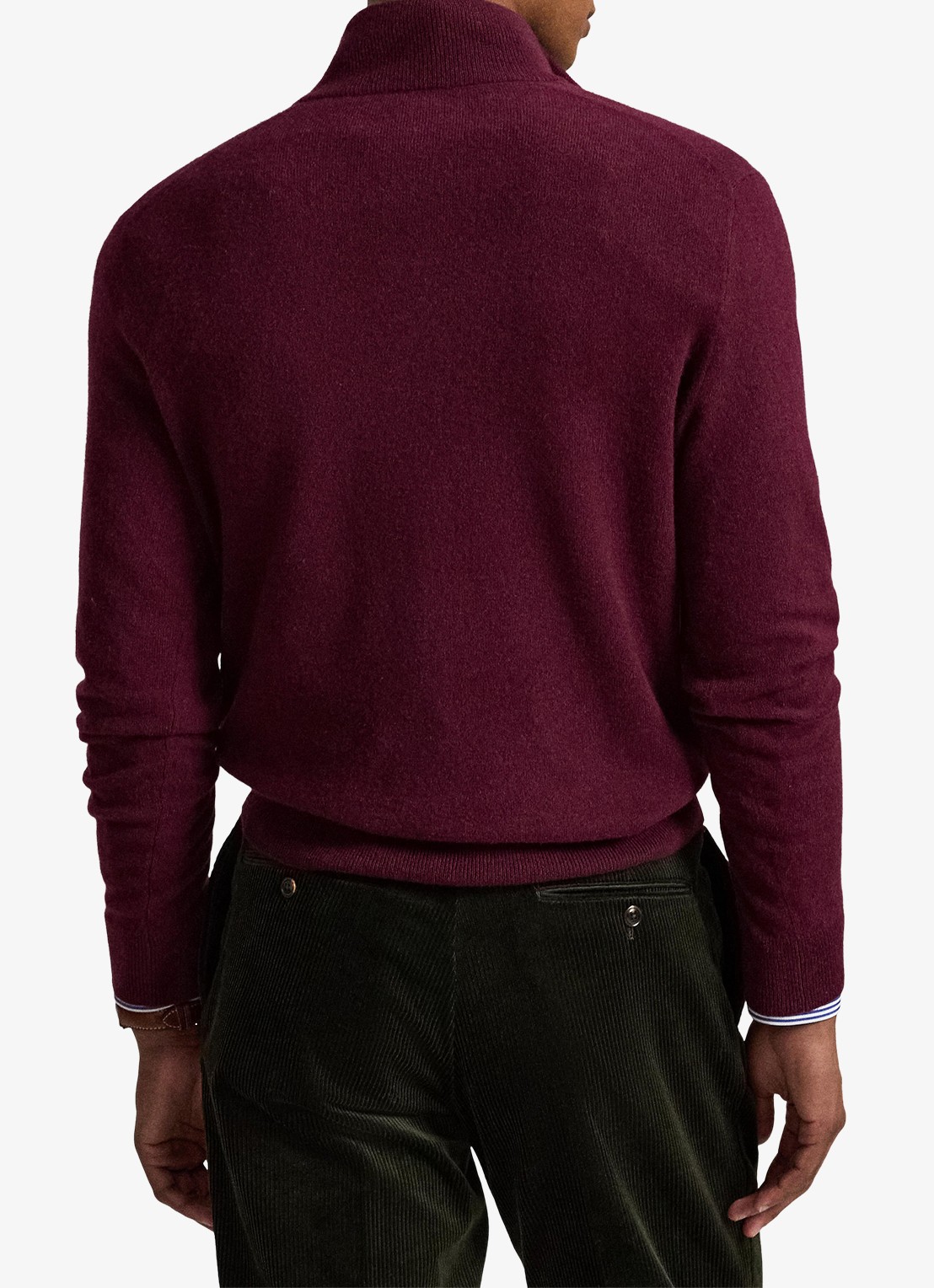 Ralph Lauren Fijngebreide pullover van wol met halve rits - achterkant 3 aged wine heather / wijnrood