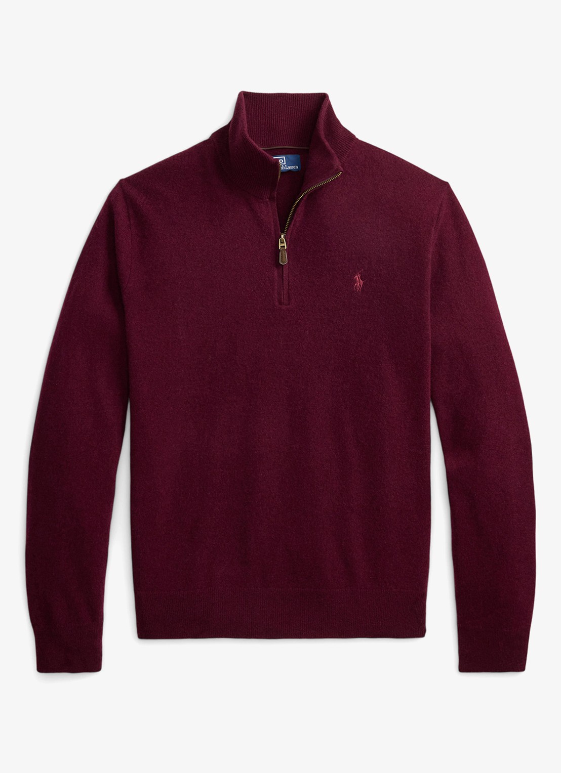 Ralph Lauren Fijngebreide pullover van wol met halve rits - voorkant aged wine heather / wijnrood
