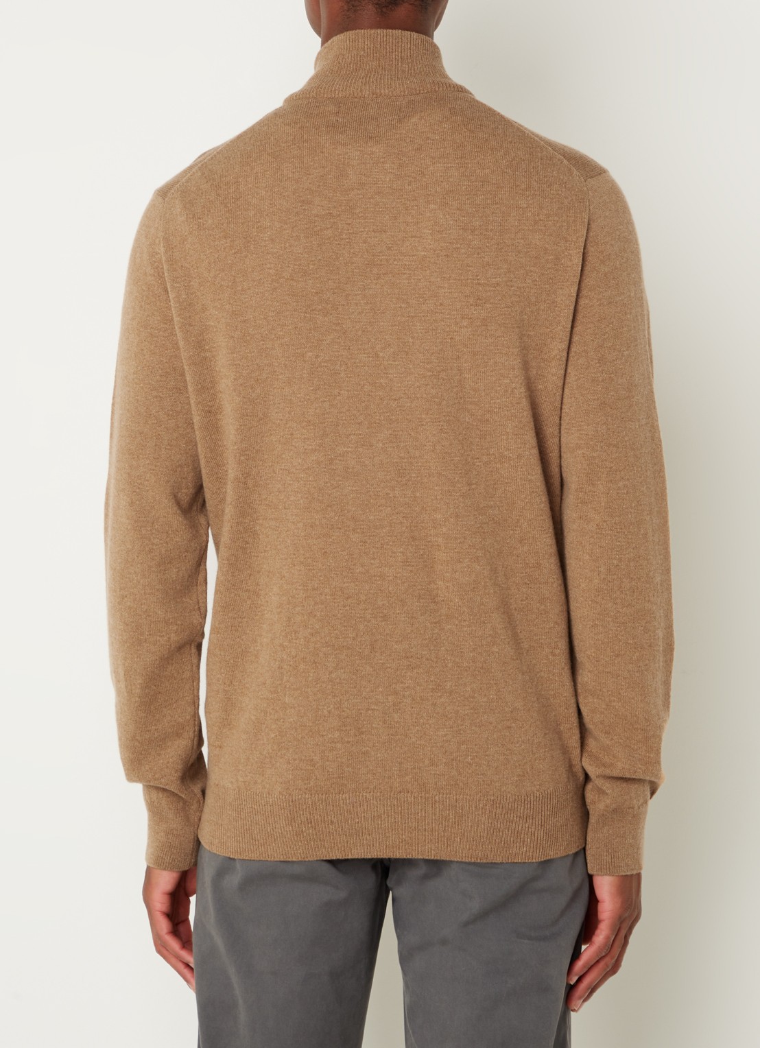 Ralph Lauren Fijngebreide pullover van wol met halve rits - achterkant latte brown heather
