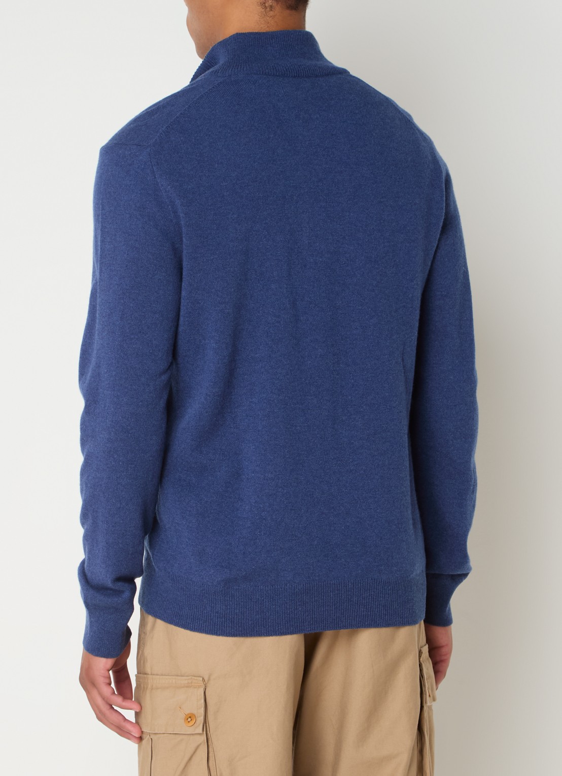 Ralph Lauren Fijngebreide pullover van wol met halve rits - achterkant indigo