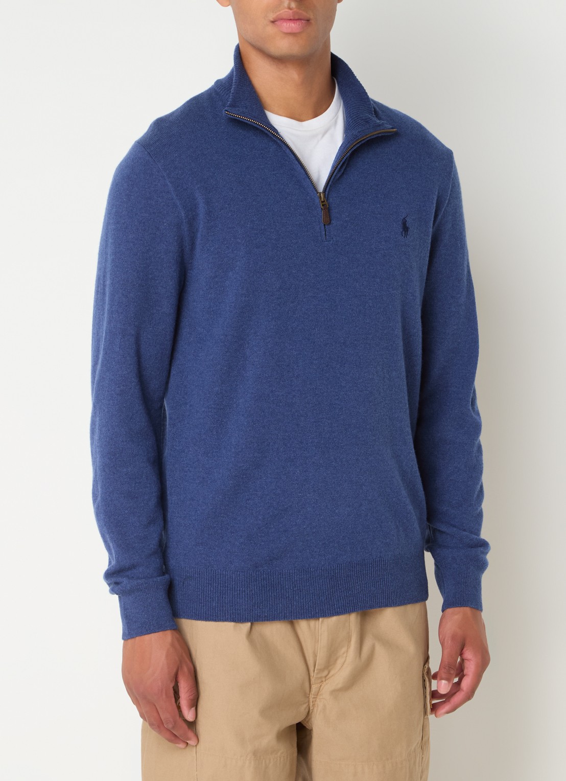 Ralph Lauren Fijngebreide pullover van wol met halve rits - detail 4 indigo