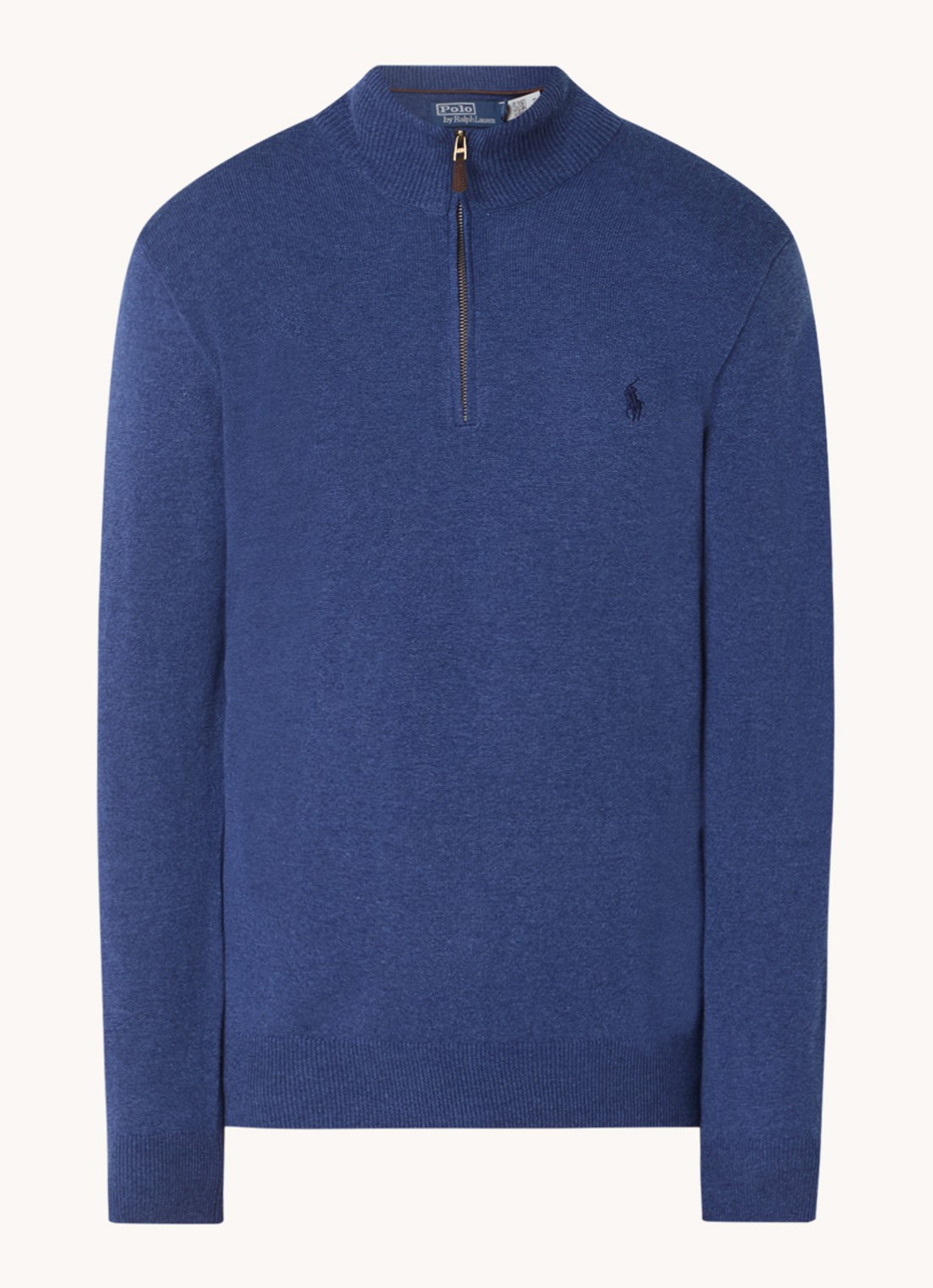 Ralph Lauren Fijngebreide pullover van wol met halve rits - voorkant 2 indigo