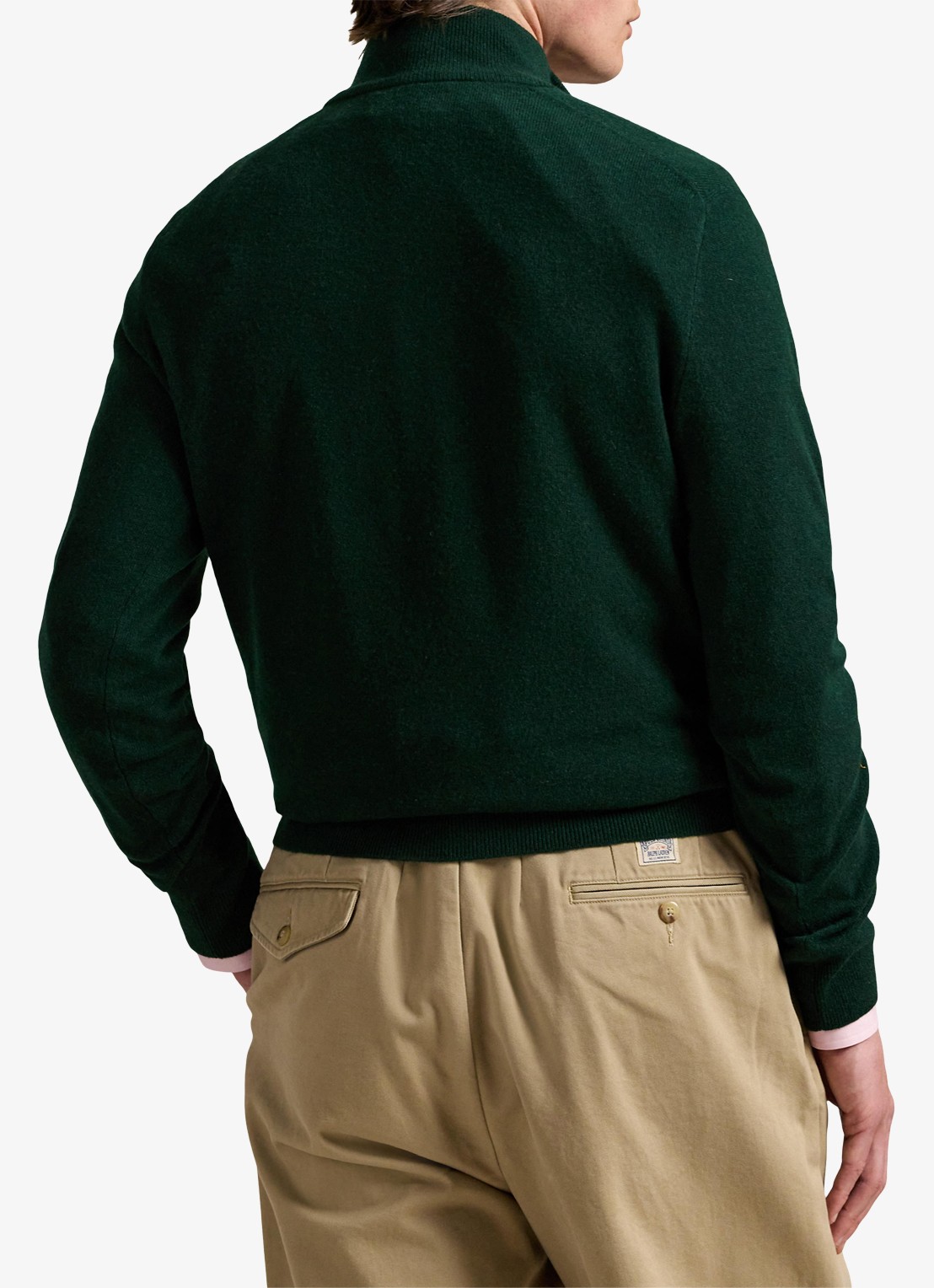 Ralph Lauren Fijngebreide pullover van wol met halve rits - achterkant 5 moss agate / donkergroen