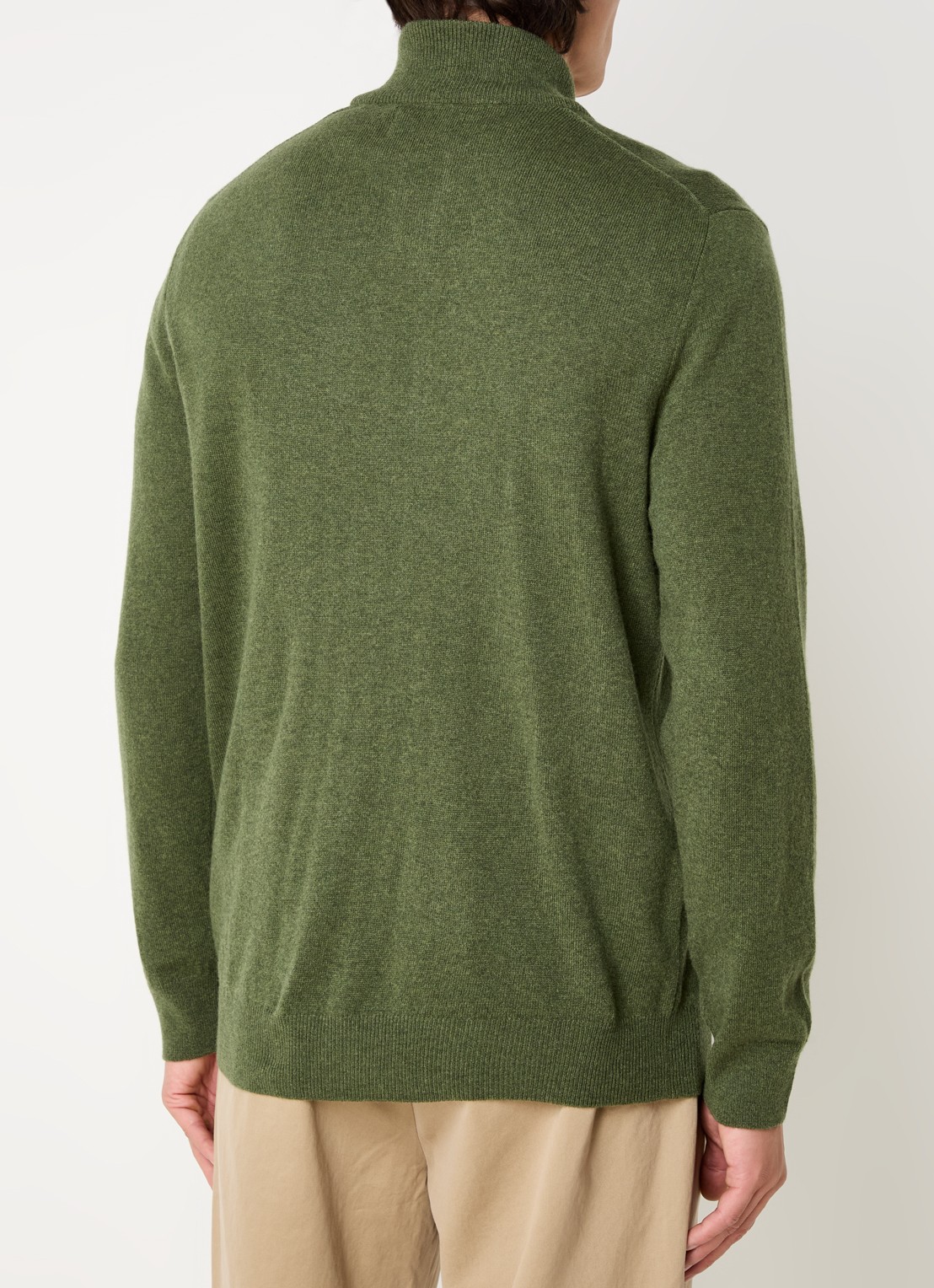 Ralph Lauren Fijngebreide pullover van wol met halve rits - achterkant 3 bronsgroen