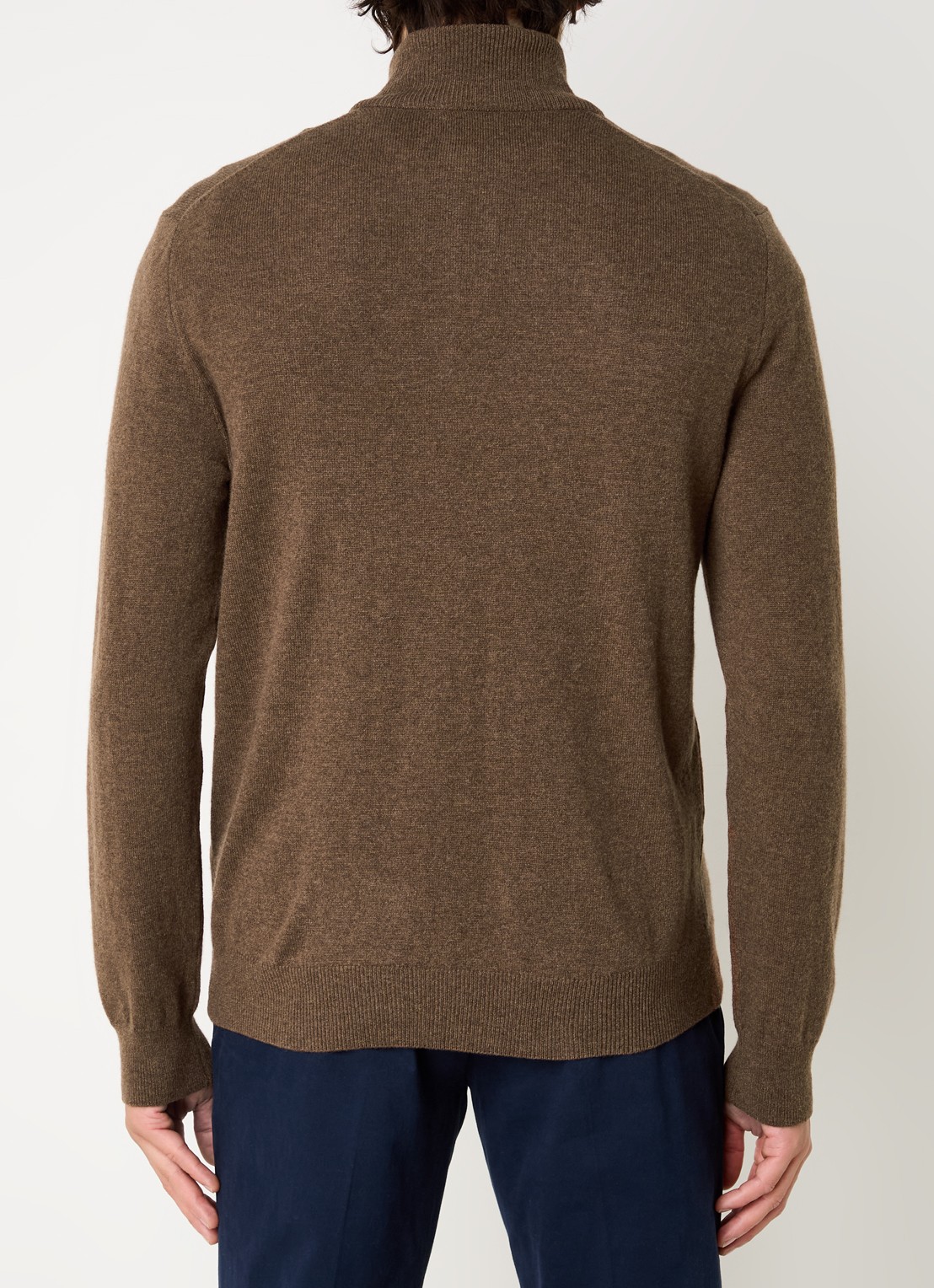 Ralph Lauren Fijngebreide pullover van wol met halve rits - achterkant hazelnootbruin