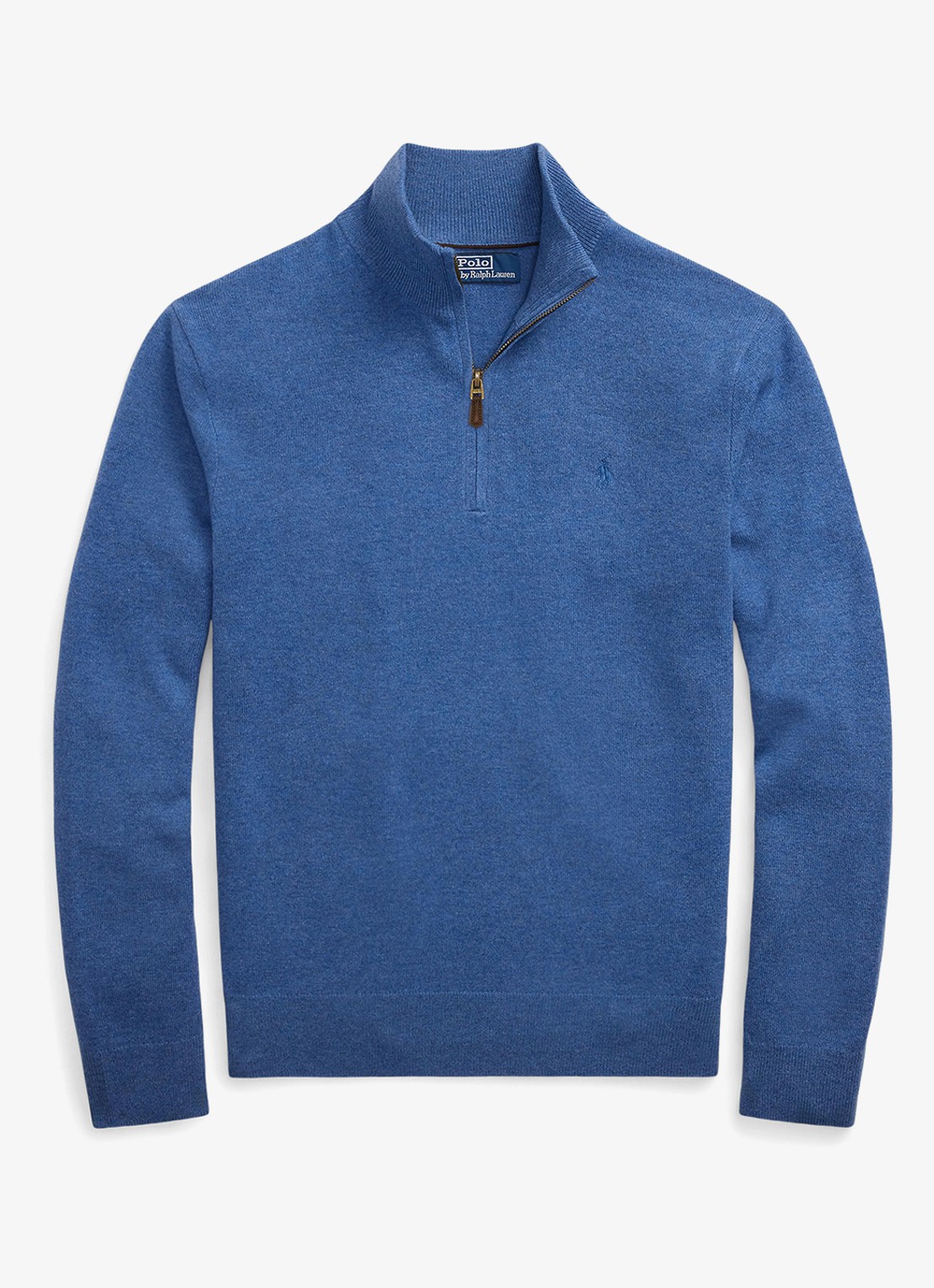 Ralph Lauren Fijngebreide pullover van wol met halve rits - voorkant 4 tide pool blue hthr / blauw
