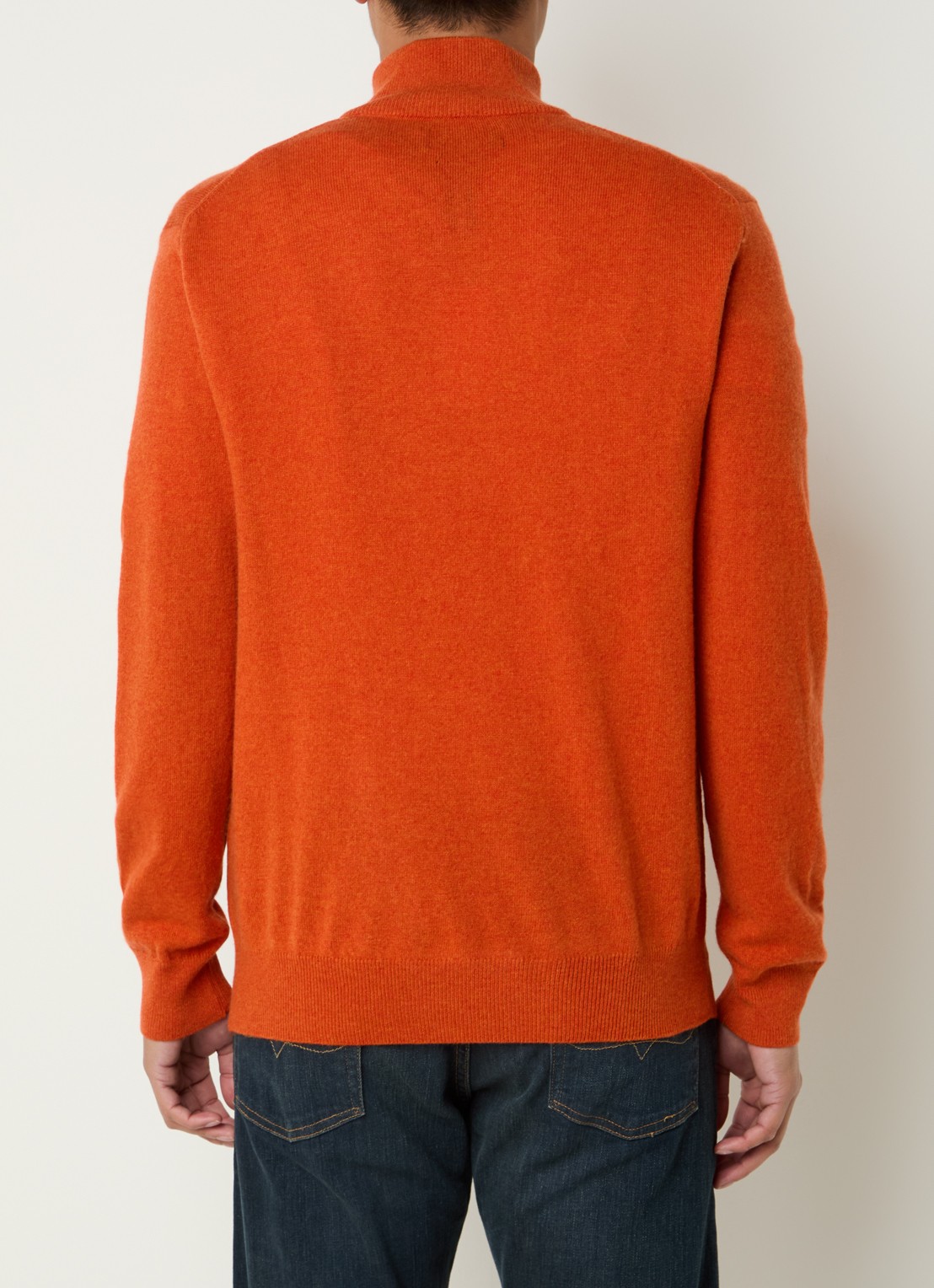 Ralph Lauren Fijngebreide pullover van wol met halve rits - achterkant 7 dark jaffa orange htr / oranje