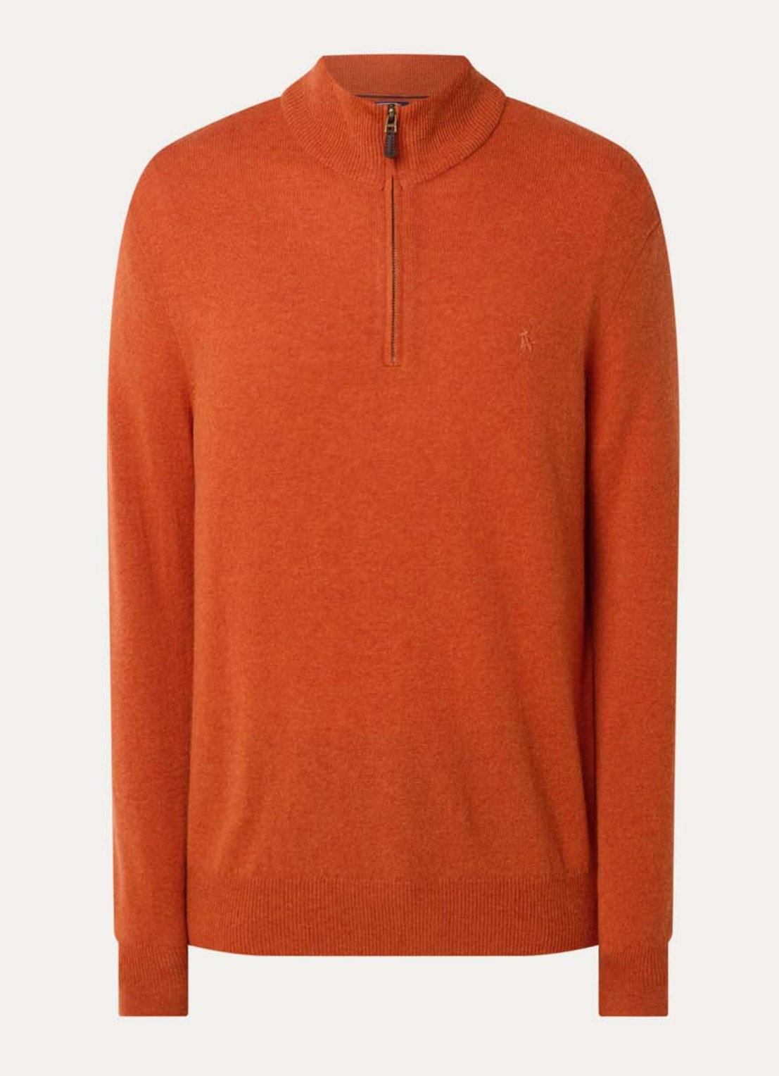 Ralph Lauren Fijngebreide pullover van wol met halve rits - voorkant 5 dark jaffa orange htr / oranje
