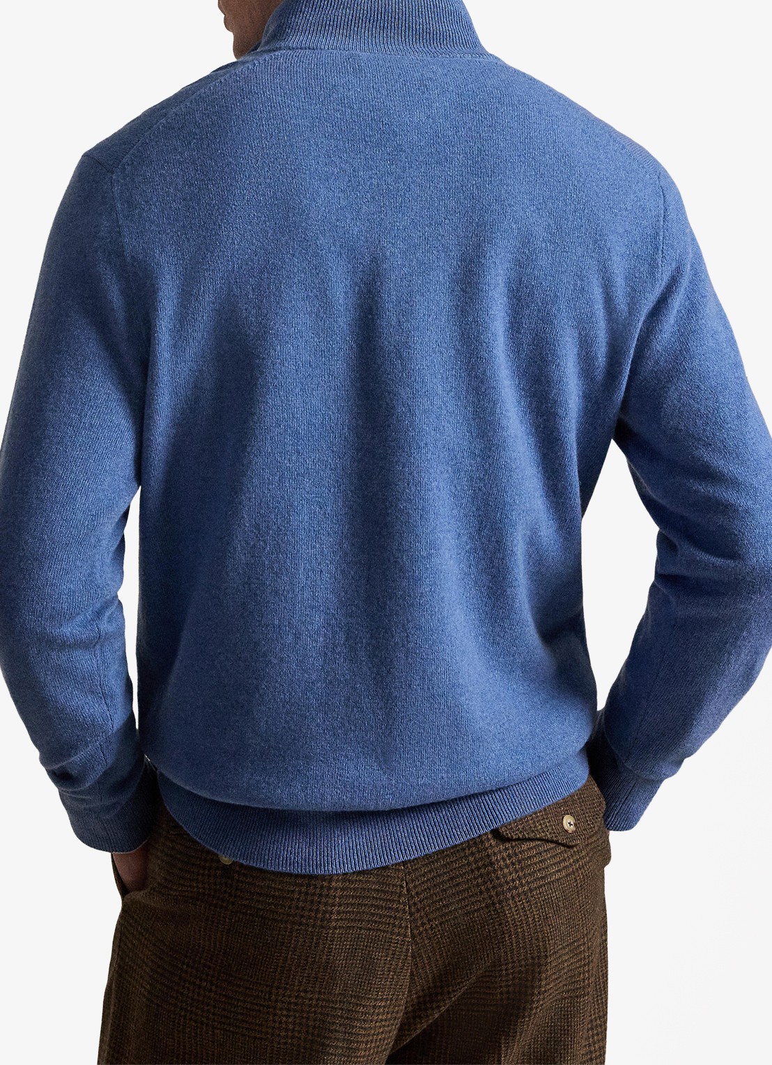 Ralph Lauren Fijngebreide pullover van wol met halve rits - achterkant 3 blue borage heather / blauw