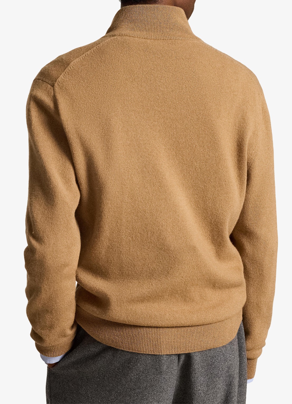 Ralph Lauren Fijngebreide pullover van wol met halve rits - achterkant 3 crouton tan heather / beige