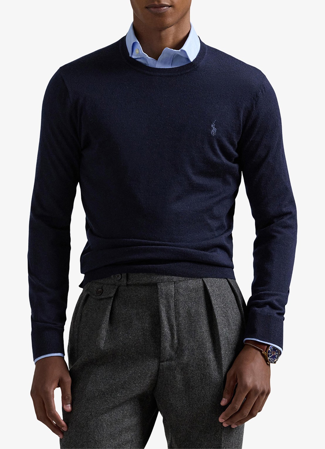 Ralph Lauren Fijngebreide pullover van wol met logo - detail 2 donkerblauw