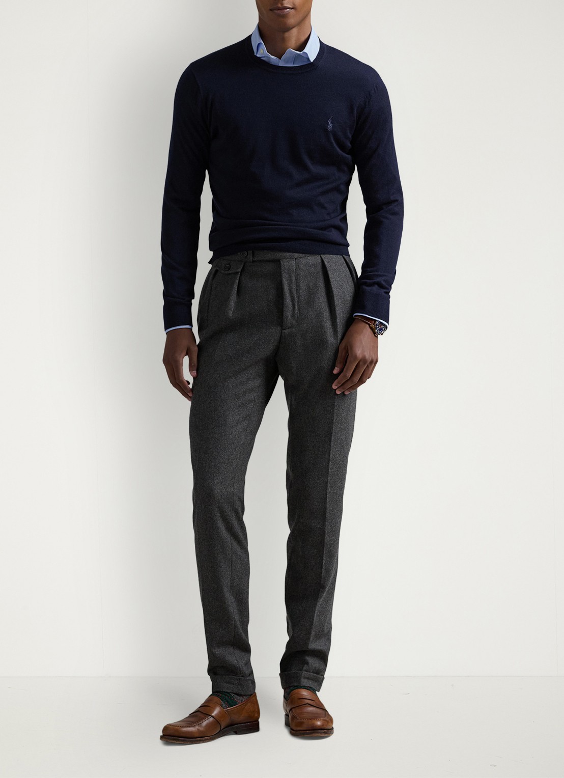 Ralph Lauren Fijngebreide pullover van wol met logo - voorkant 5 donkerblauw