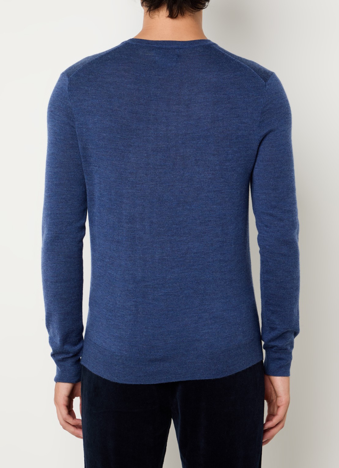 Ralph Lauren Fijngebreide pullover van wol met logo - achterkant staalblauw