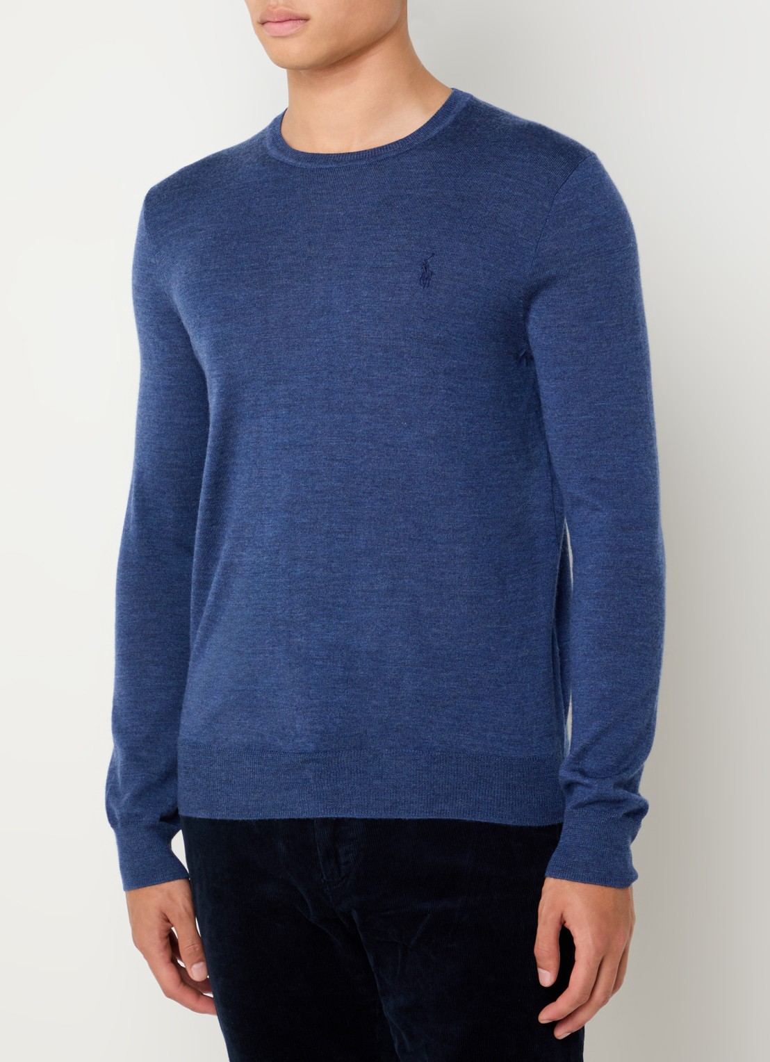 Ralph Lauren Fijngebreide pullover van wol met logo - detail 2 staalblauw
