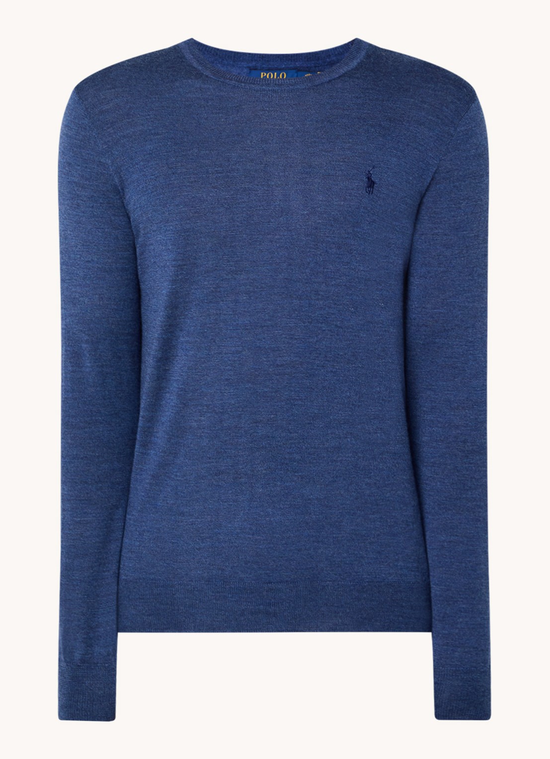 Ralph Lauren Fijngebreide pullover van wol met logo - voorkant 4 staalblauw