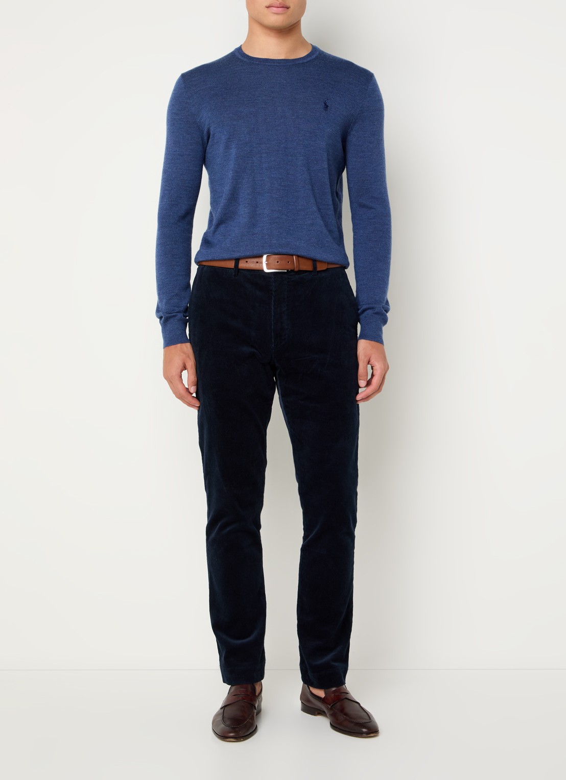 Ralph Lauren Fijngebreide pullover van wol met logo - voorkant 5 staalblauw