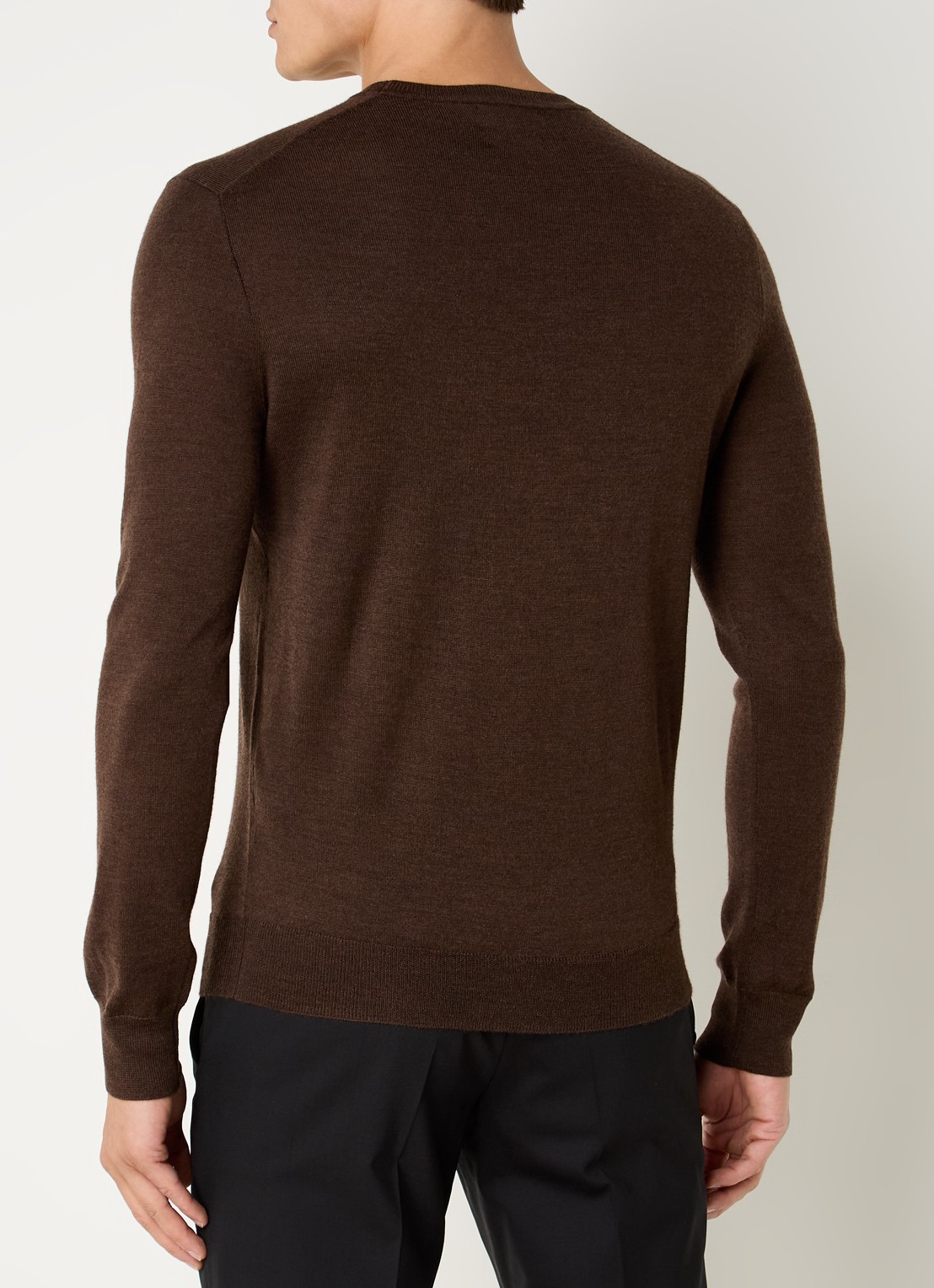 Ralph Lauren Fijngebreide pullover van wol met logo - achterkant 5 chocoladebruin