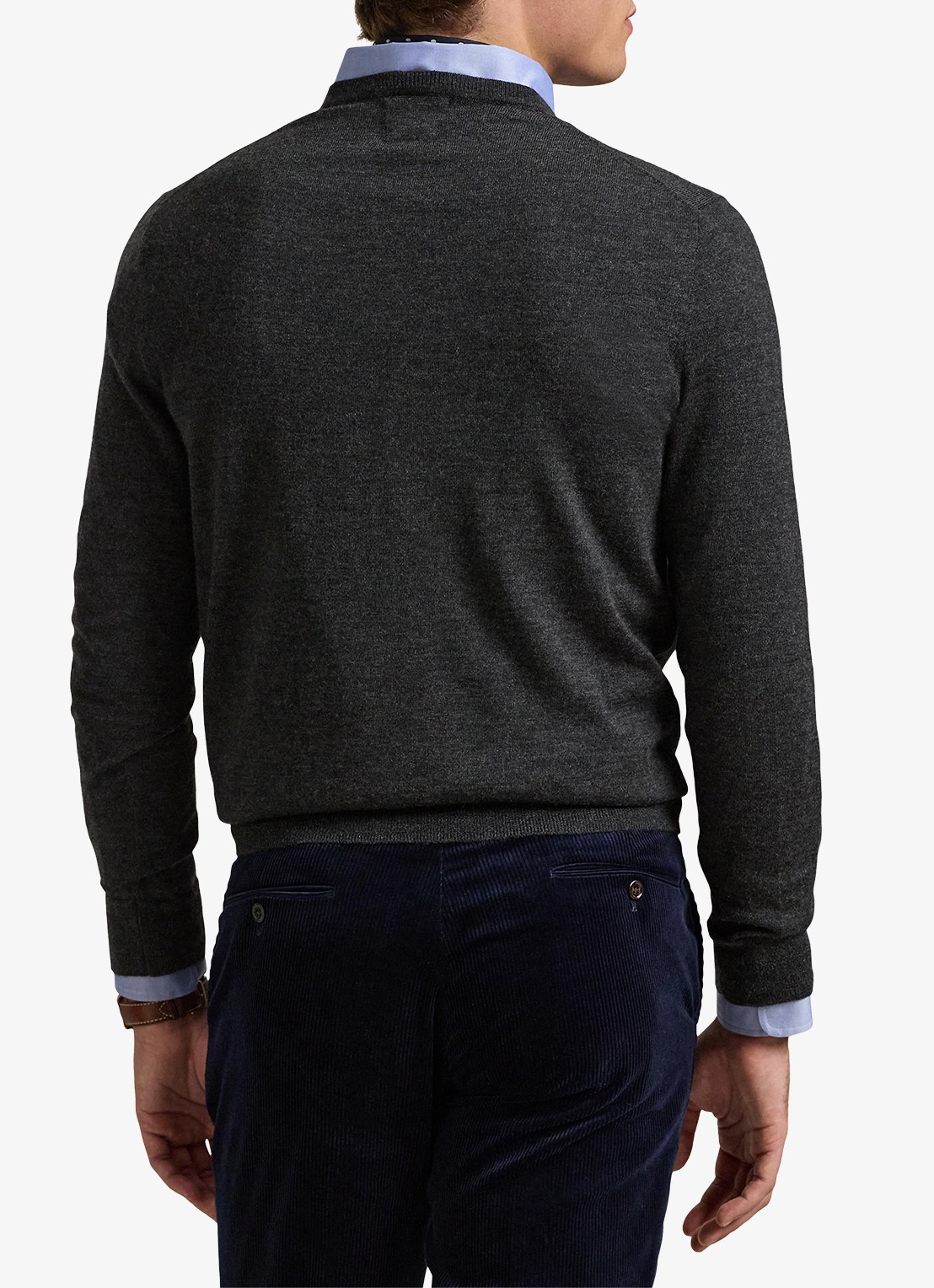 Ralph Lauren Fijngebreide pullover van wol met logo - achterkant 3 dark granite hthr / donkergrijs