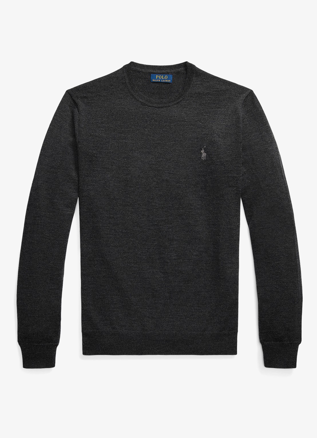 Ralph Lauren Fijngebreide pullover van wol met logo - voorkant 4 dark granite hthr / donkergrijs