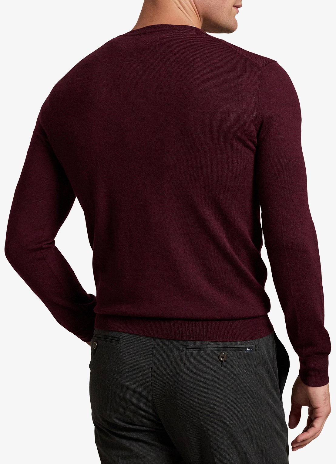 Ralph Lauren Fijngebreide pullover van wol met logo - achterkant 5 aged wine heather / wijnrood