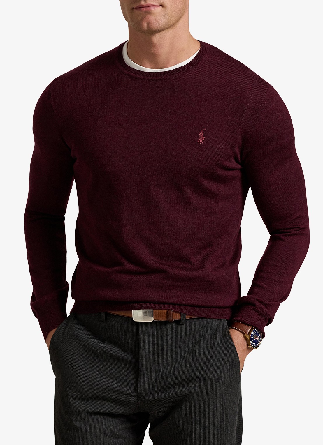 Ralph Lauren Fijngebreide pullover van wol met logo - detail 3 aged wine heather / wijnrood