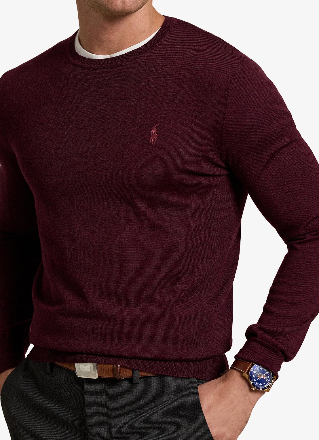 Ralph Lauren Fijngebreide pullover van wol met logo - detail 4 aged wine heather / wijnrood