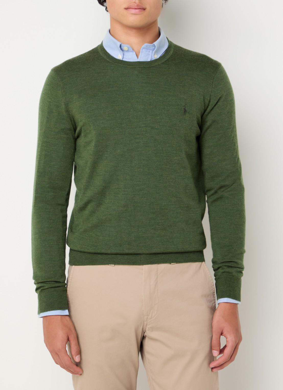 Ralph Lauren Fijngebreide pullover van wol met logo - detail bronsgroen