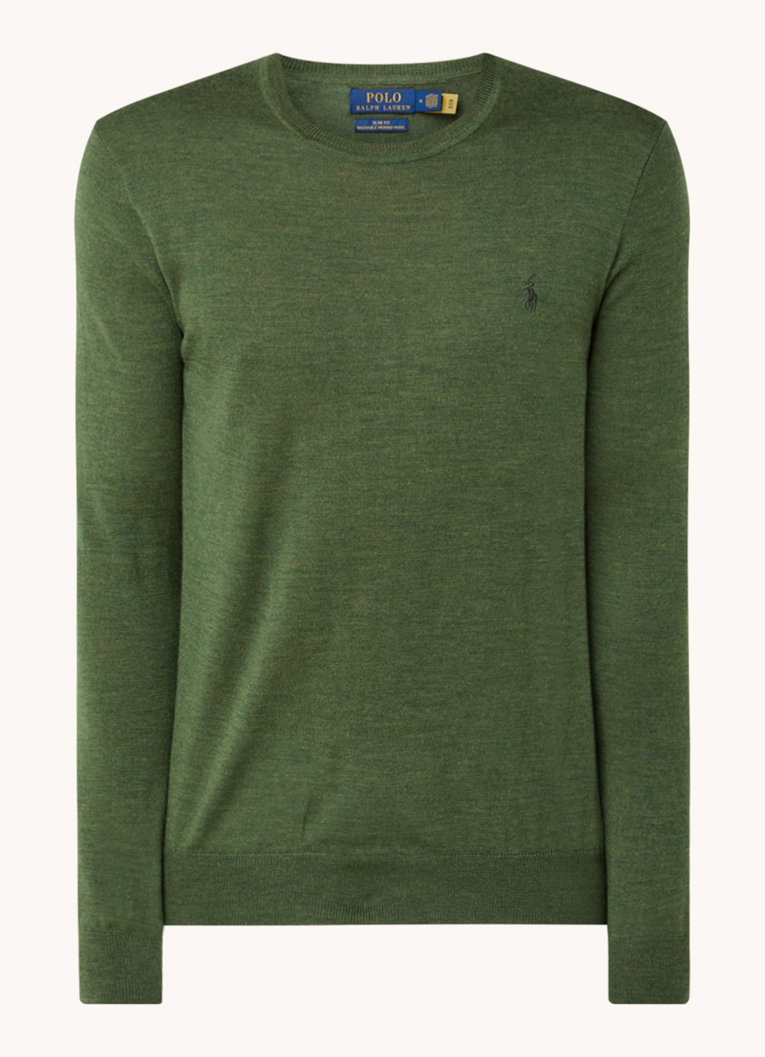 Ralph Lauren Fijngebreide pullover van wol met logo - voorkant 4 bronsgroen