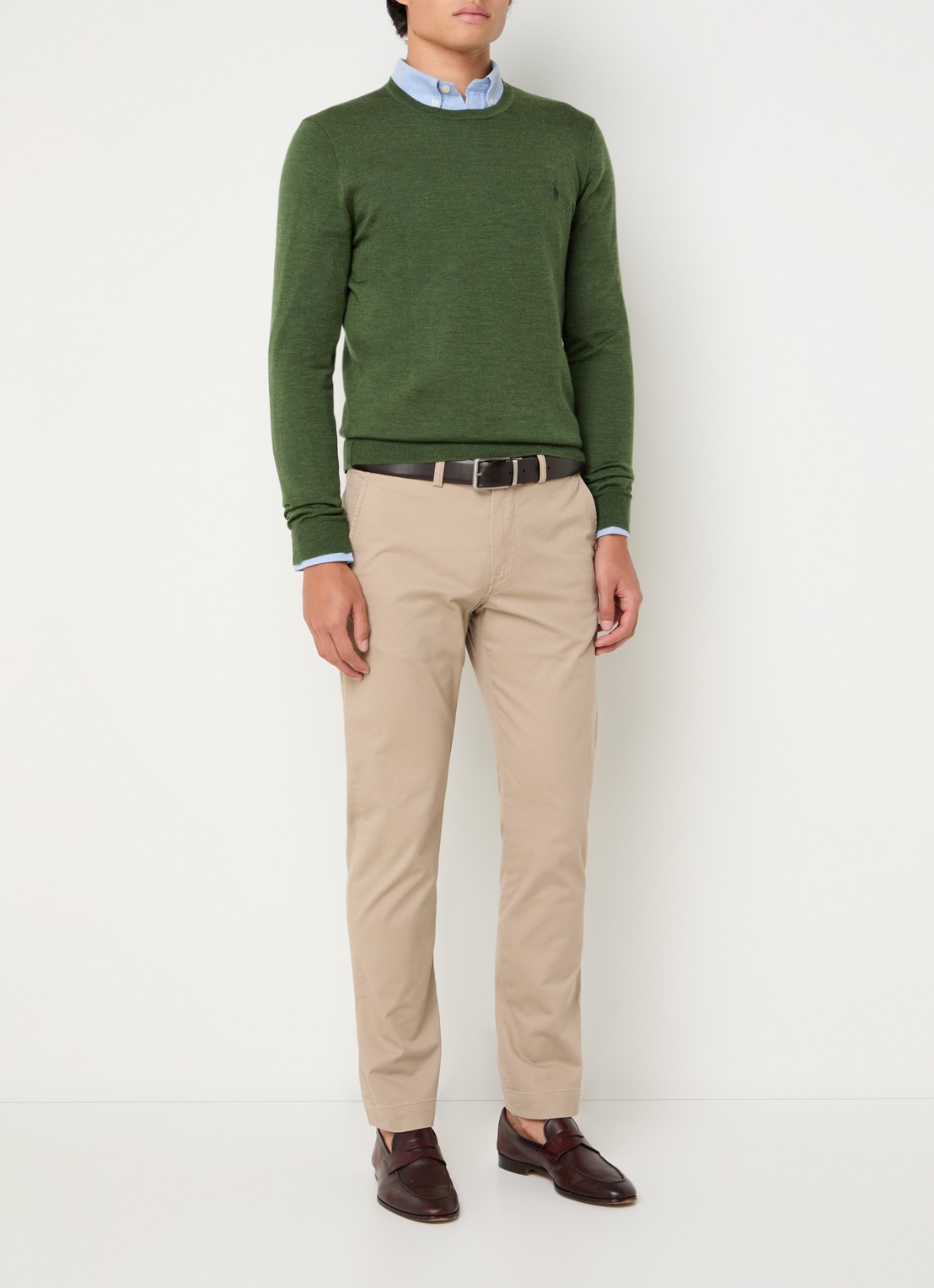 Ralph Lauren Fijngebreide pullover van wol met logo - voorkant 5 bronsgroen