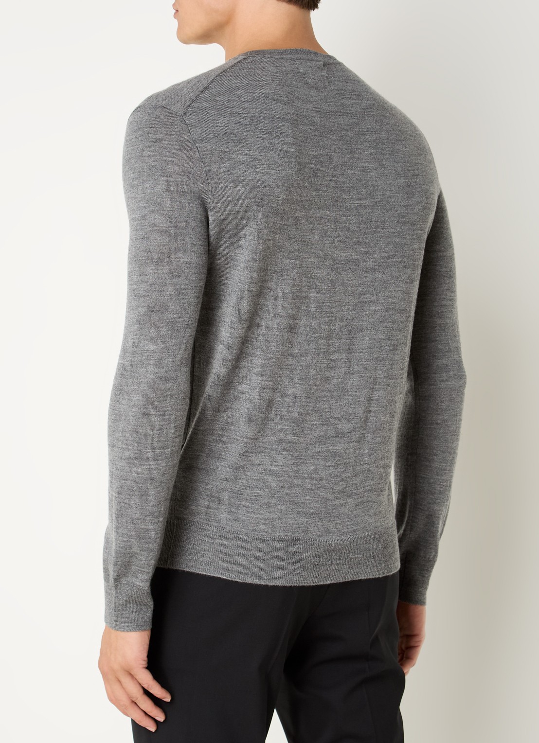 Ralph Lauren Fijngebreide pullover van wol met logo - achterkant 5 lichtgrijs