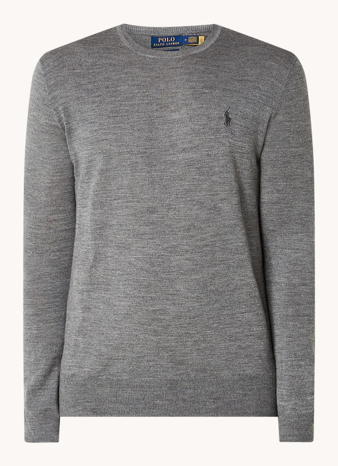 Ralph Lauren Fijngebreide pullover van wol met logo - voorkant 3 lichtgrijs