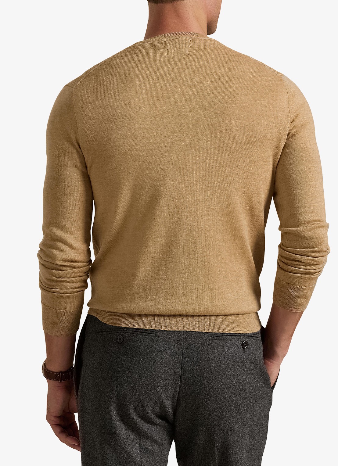 Ralph Lauren Fijngebreide pullover van wol met logo - achterkant 5 camel melange / camel