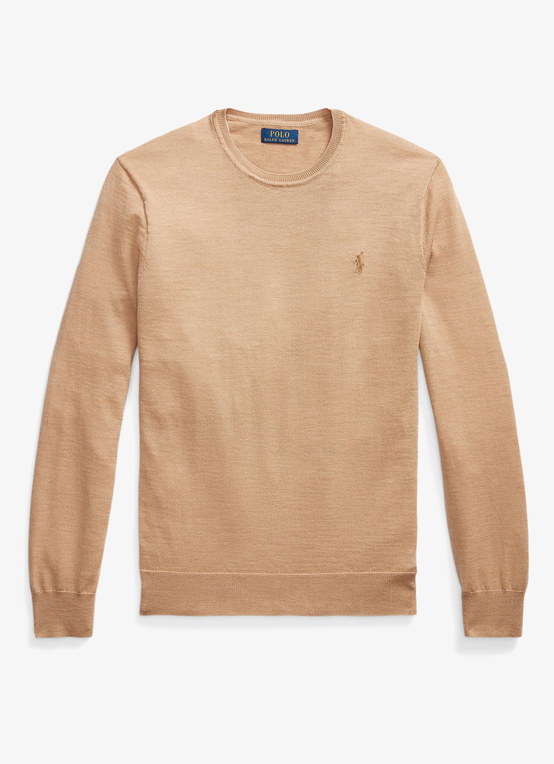 Ralph Lauren Fijngebreide pullover van wol met logo - voorkant 3 camel melange / camel