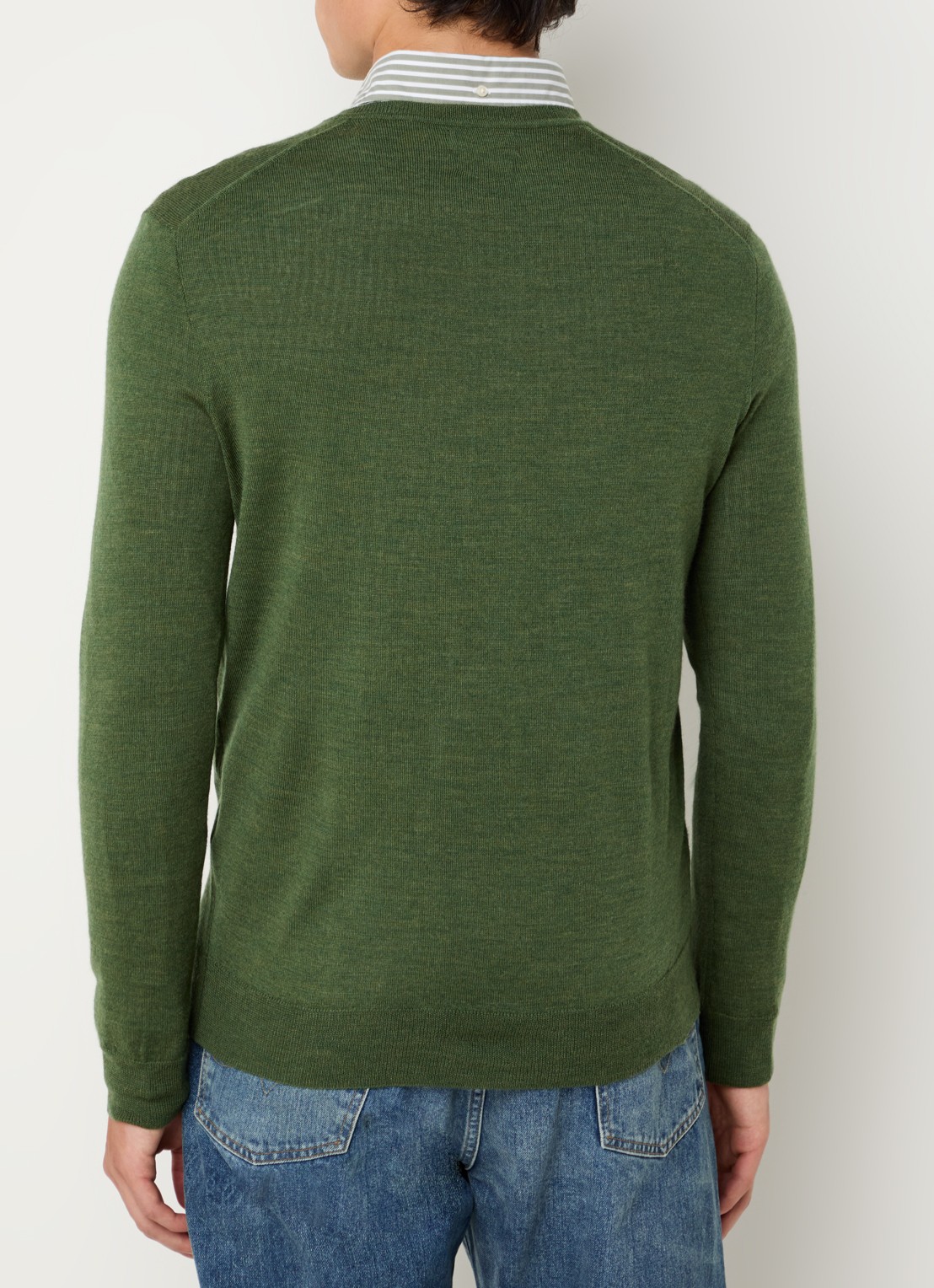 Ralph Lauren Fijngebreide pullover van wol met logoborduring - achterkant 3 classic olive heather / groen