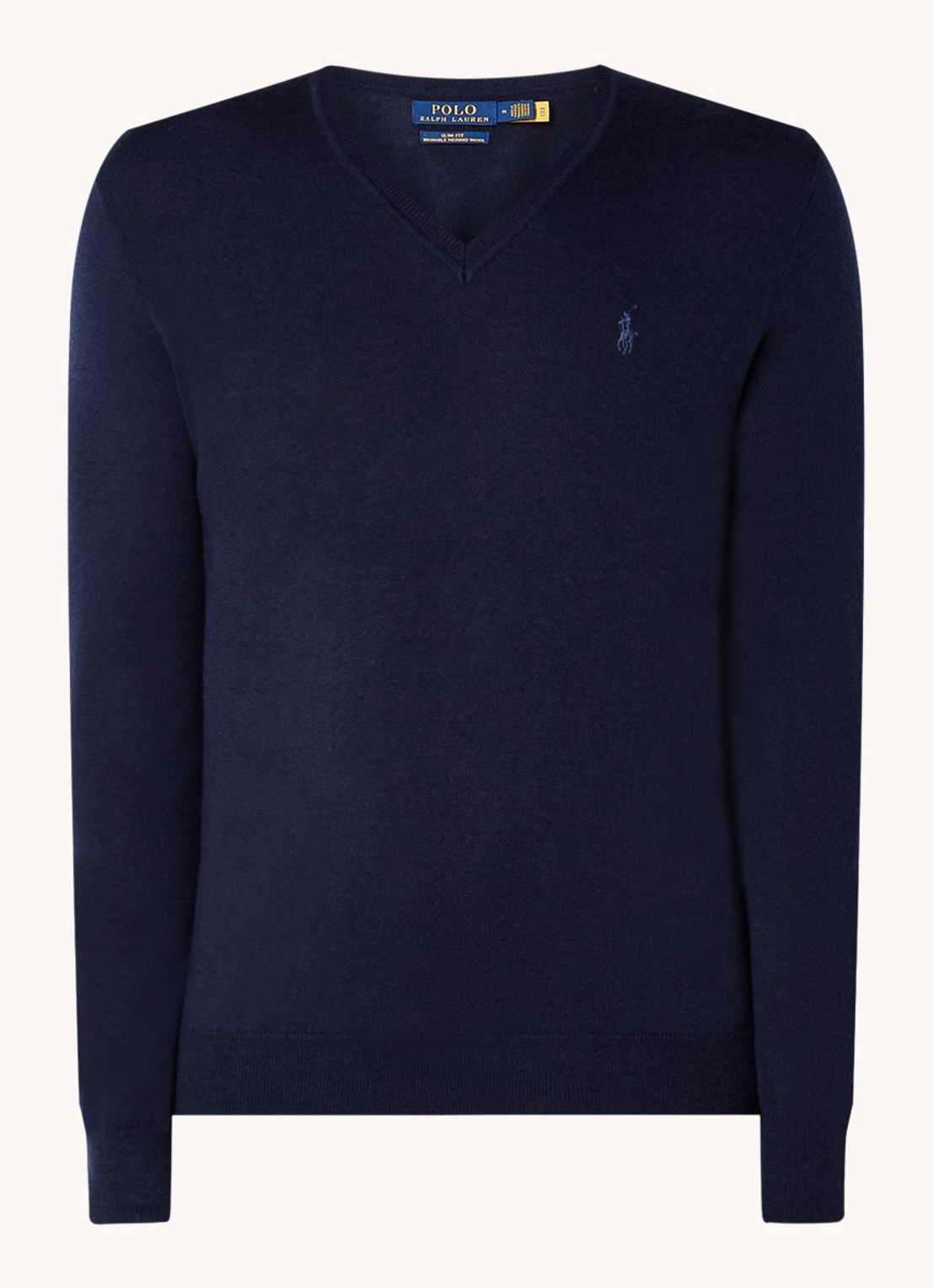 Ralph Lauren Fijngebreide pullover van wol met logoborduring - voorkant 4 blauw