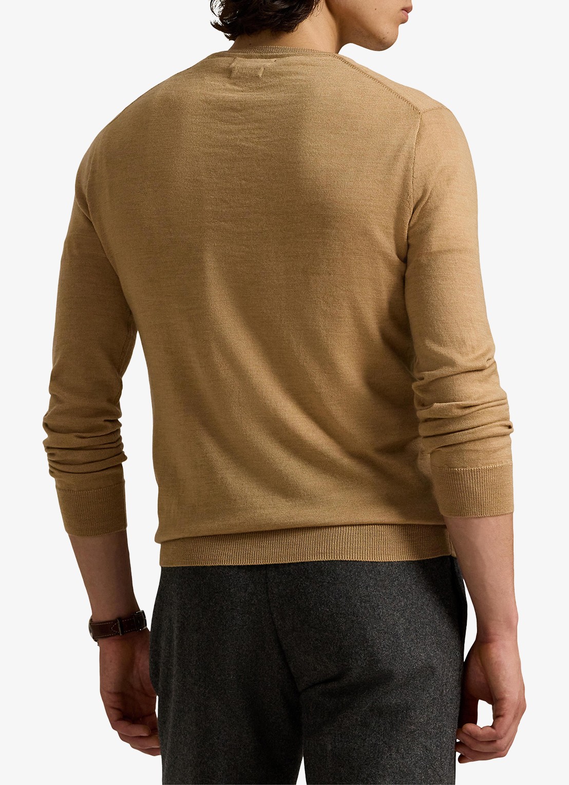 Ralph Lauren Fijngebreide pullover van wol met logoborduring - achterkant 5 camel melange / camel