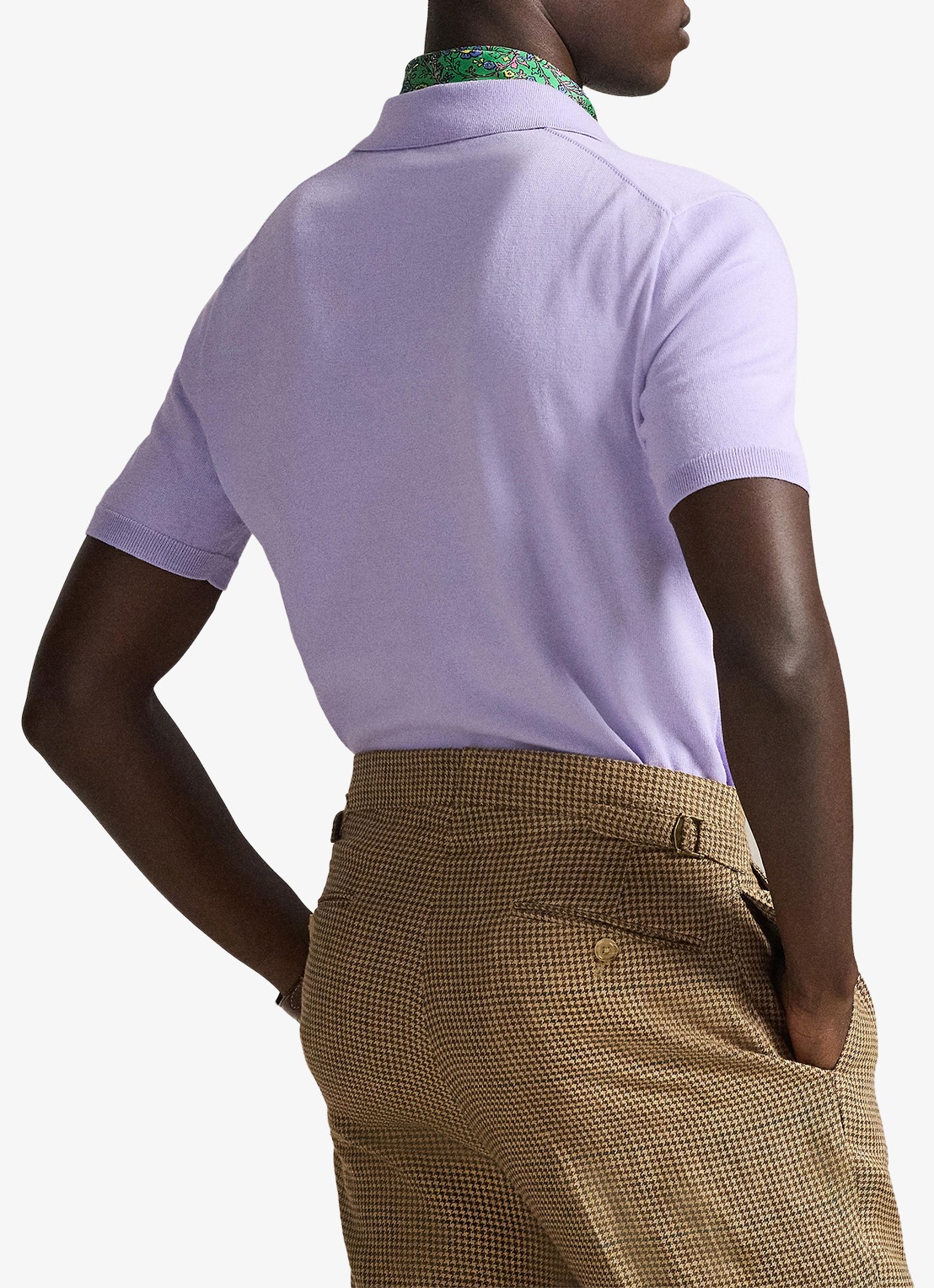 Ralph Lauren Fijngebreide slim fit polo met logo - achterkant 3 powder purple / paars