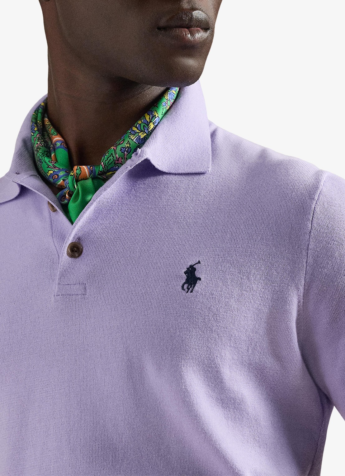 Ralph Lauren Fijngebreide slim fit polo met logo - detail 2 powder purple / paars