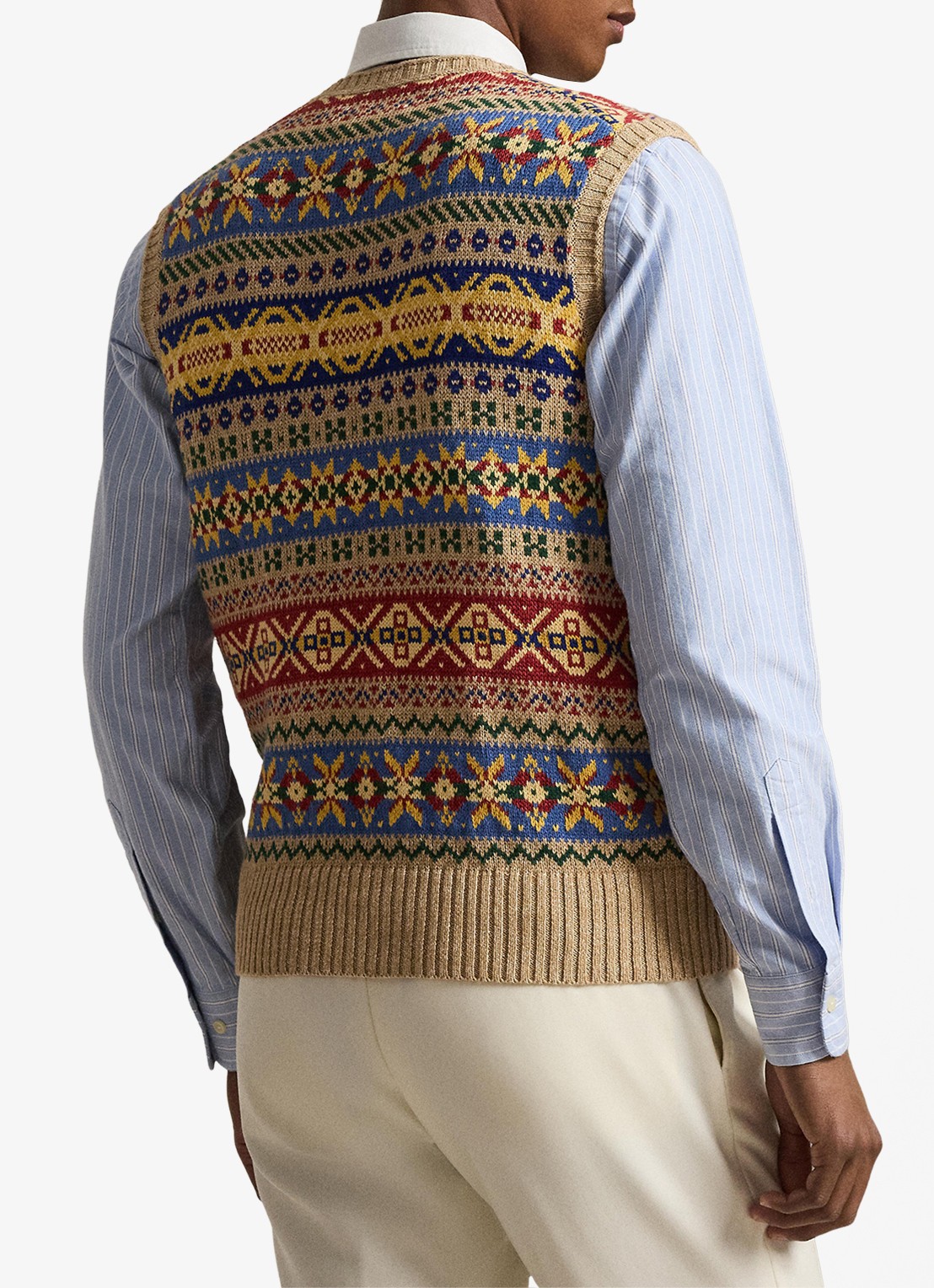 Ralph Lauren Fijngebreide spencer in linnenblend met ingebreid patroon - achterkant tan combo-40jn