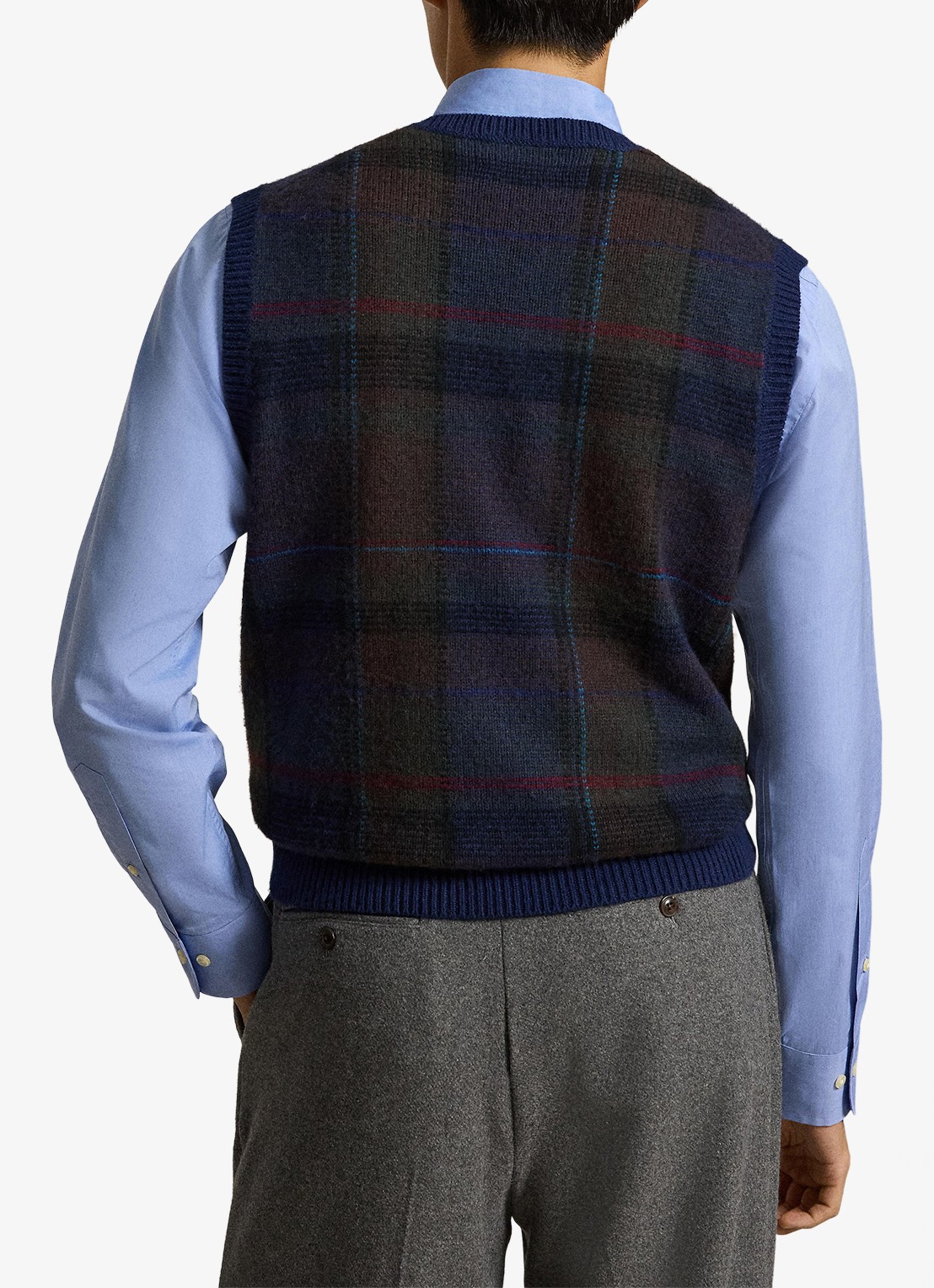 Ralph Lauren Fijngebreide spencer met ingebreid patroon - achterkant 3 donkerblauw