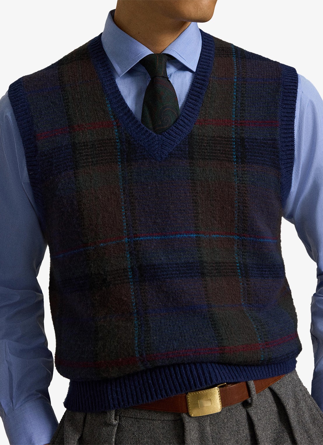 Ralph Lauren Fijngebreide spencer met ingebreid patroon - detail 2 donkerblauw