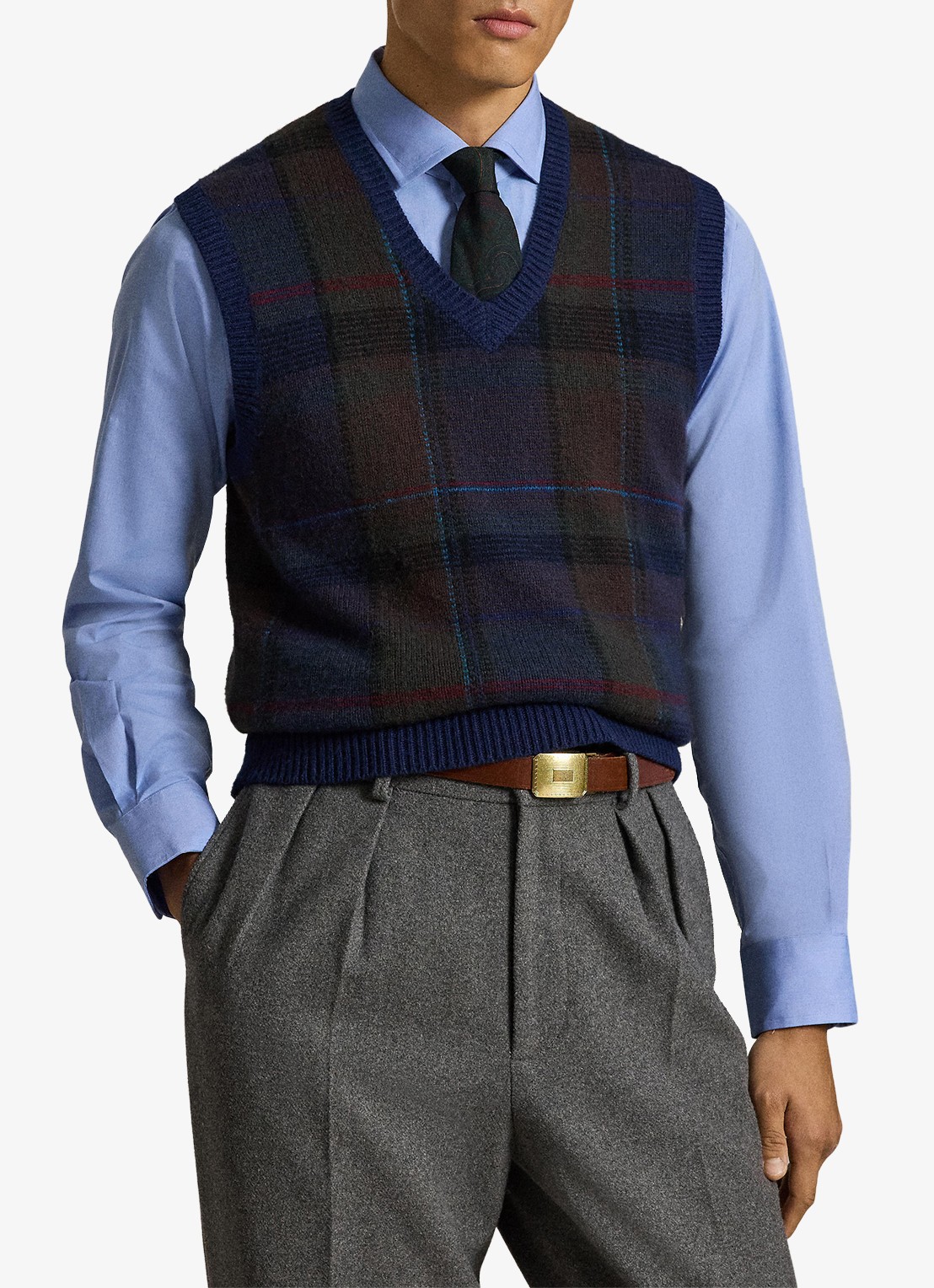 Ralph Lauren Fijngebreide spencer met ingebreid patroon - voorkant 5 donkerblauw