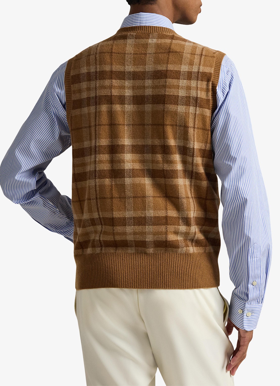 Ralph Lauren Fijngebreide spencer van kasjmier met ruitdessin - achterkant 3 brown combo-256z