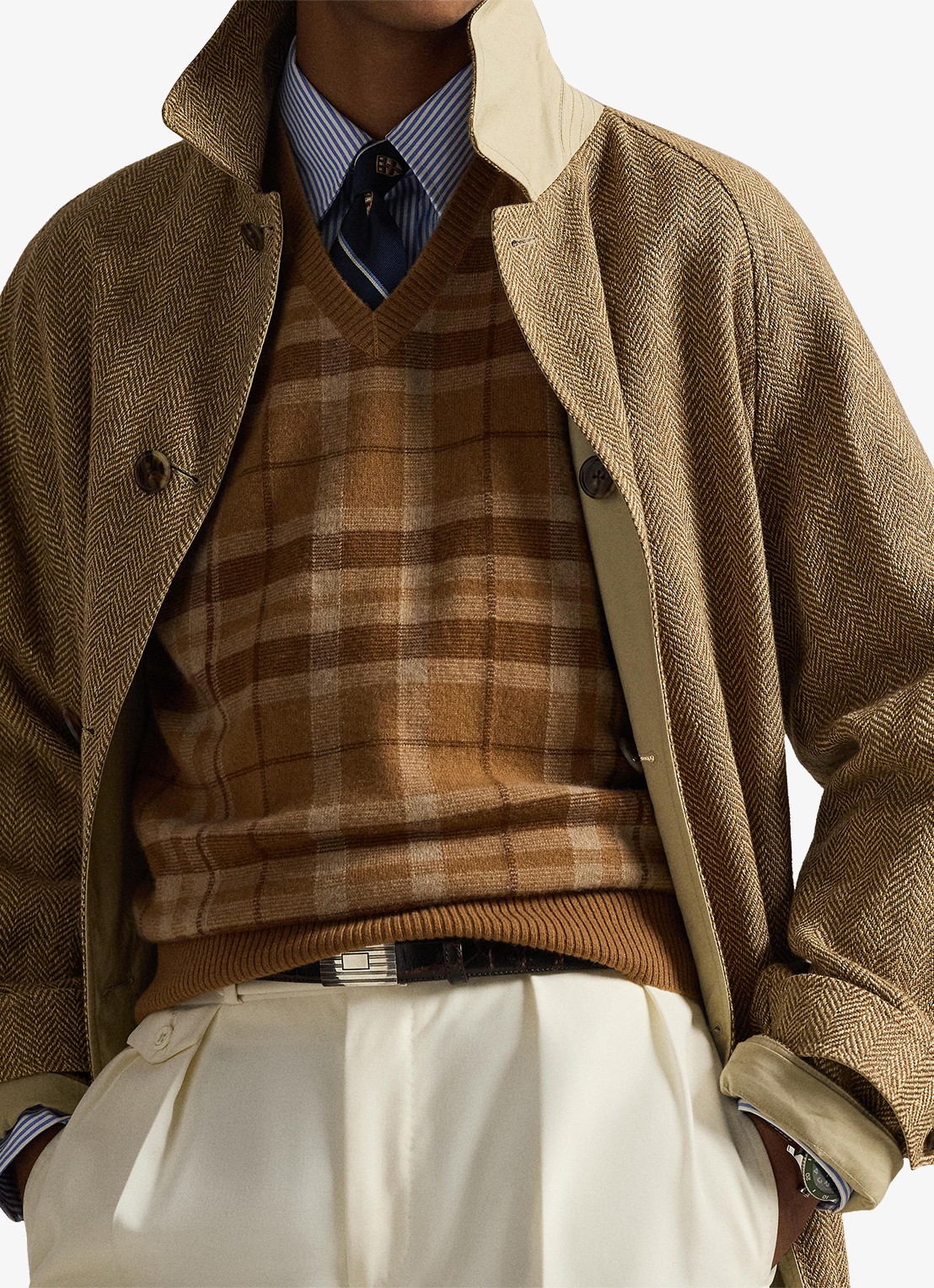 Ralph Lauren Fijngebreide spencer van kasjmier met ruitdessin - detail 5 brown combo-256z
