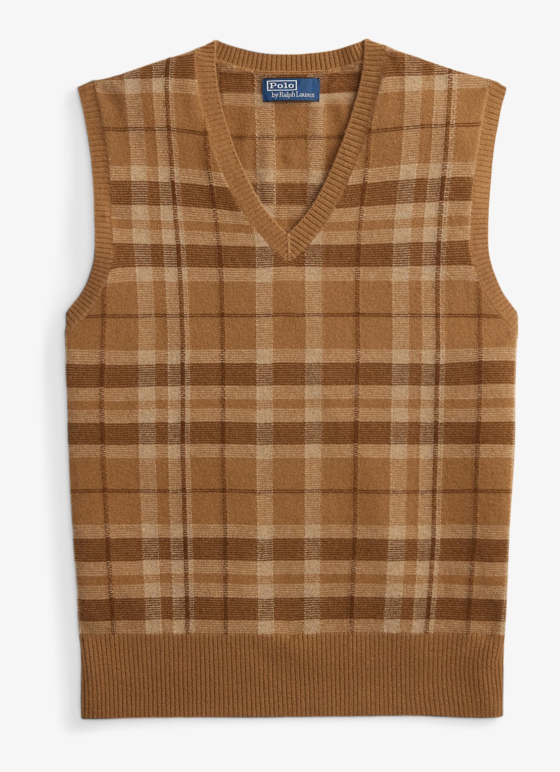 Ralph Lauren Fijngebreide spencer van kasjmier met ruitdessin - voorkant brown combo-256z